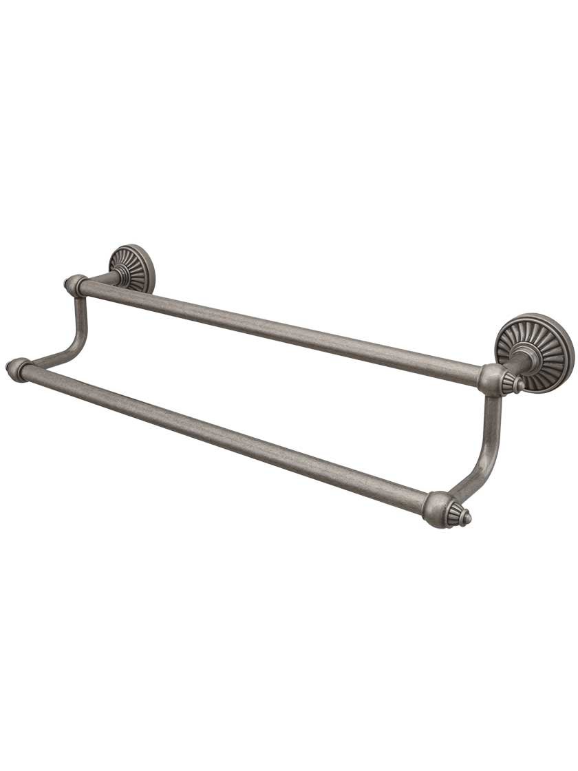 Top Knobs TUSC11-PTA Tuscany Double Towel Bar in Pewter Finish - Perfect for Bathroom, Spa, and Luxury Home Decor