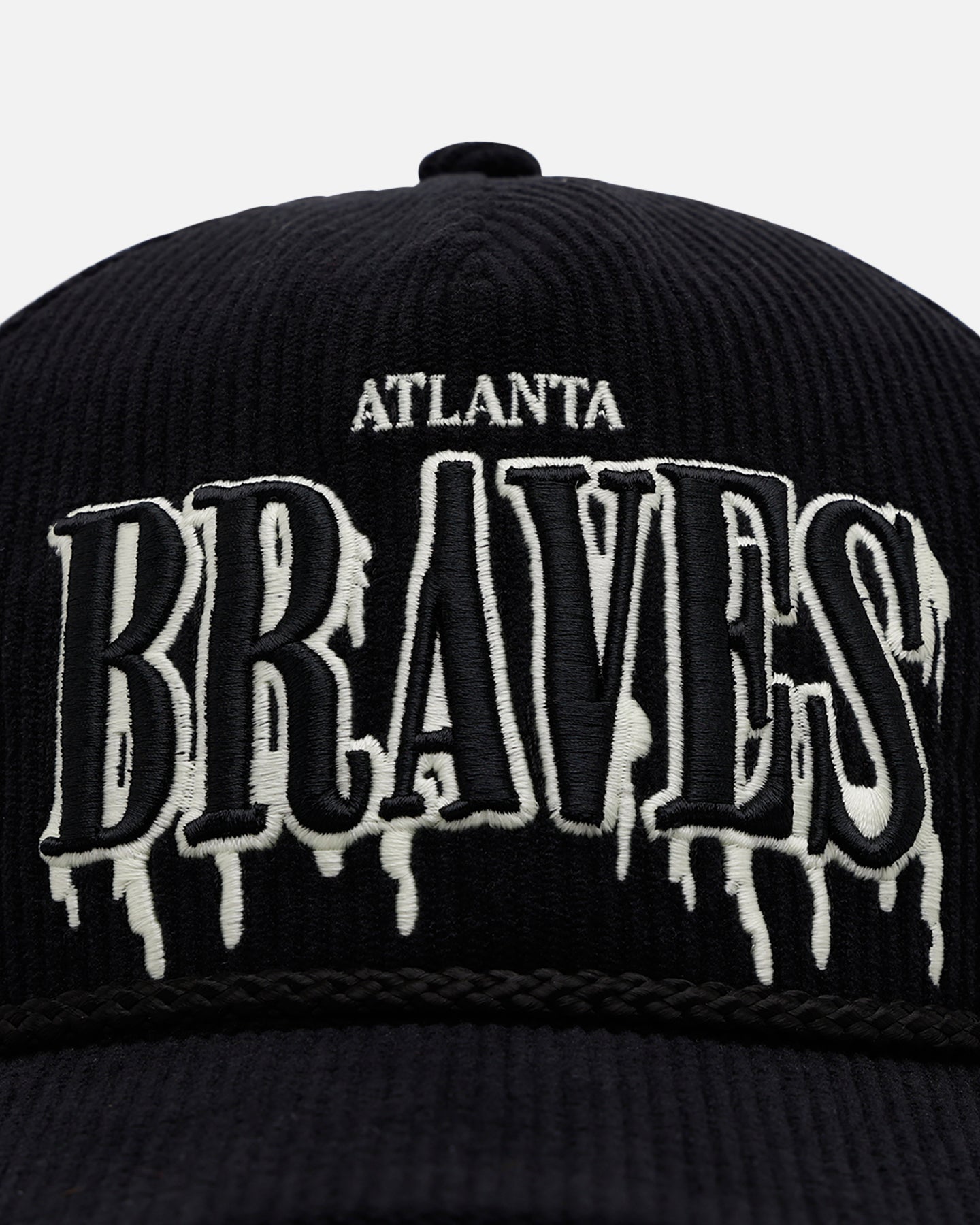 47 Brand Atlanta Braves 'Slasher' 47 Hitch Corduroy Snapback Black Hat - Official MLB Baseball Cap for Men & Women - Perfect for Sports Games, Casual Wear & Braves Fan Collection