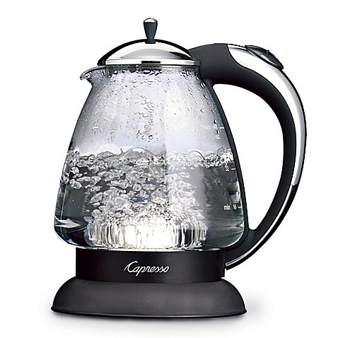 Capresso H2O Plus Glass Water Kettle with 360° Swivel Base - Fast Boiling Electric Tea Kettle for Coffee, Tea & Hot Beverages - Perfect for Home, Office & Kitchen Use