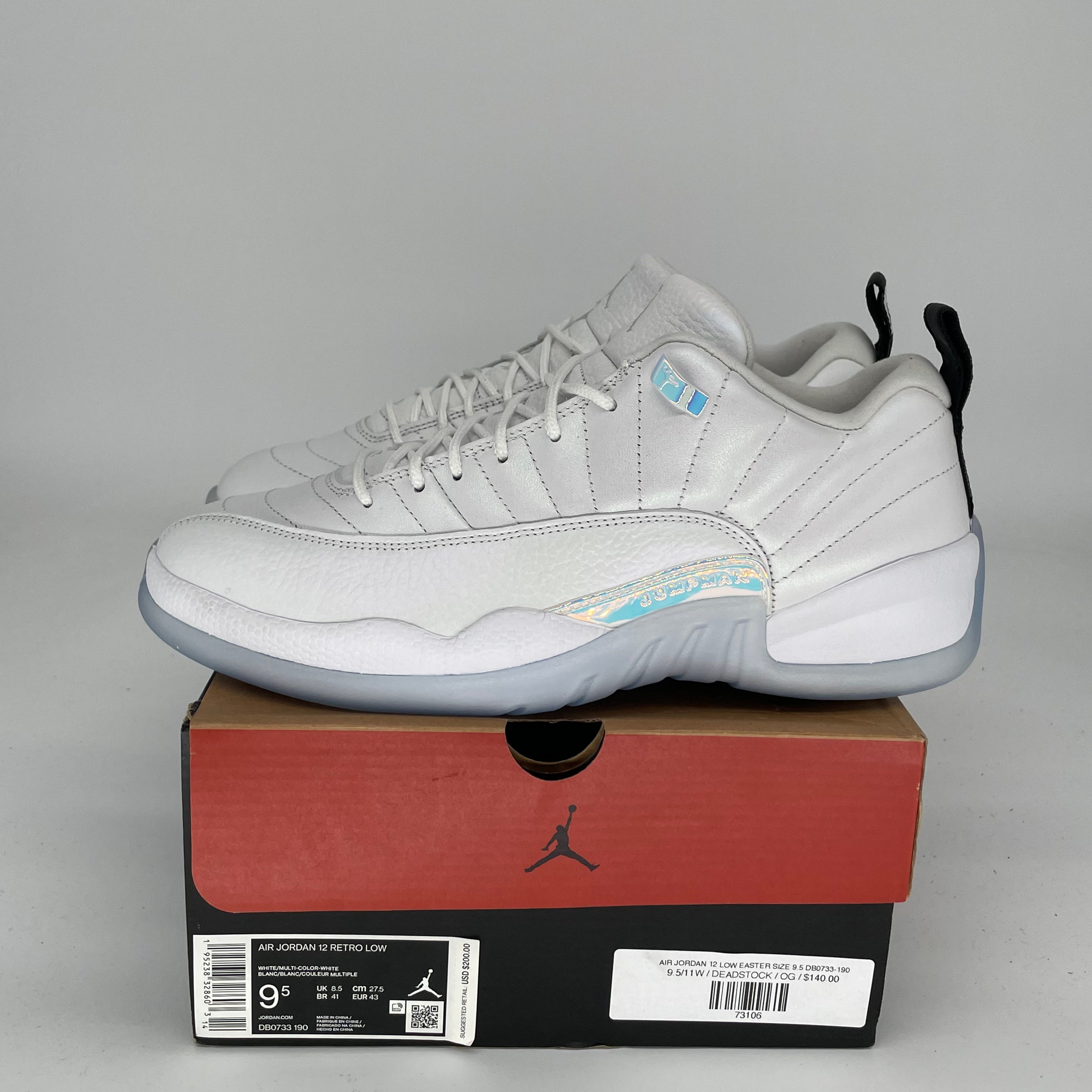 Air Jordan 12 Low Easter Basketball Shoes - Men's Size 9.5 (DB0733-190) - Perfect for Easter Games & Casual Streetwear Style