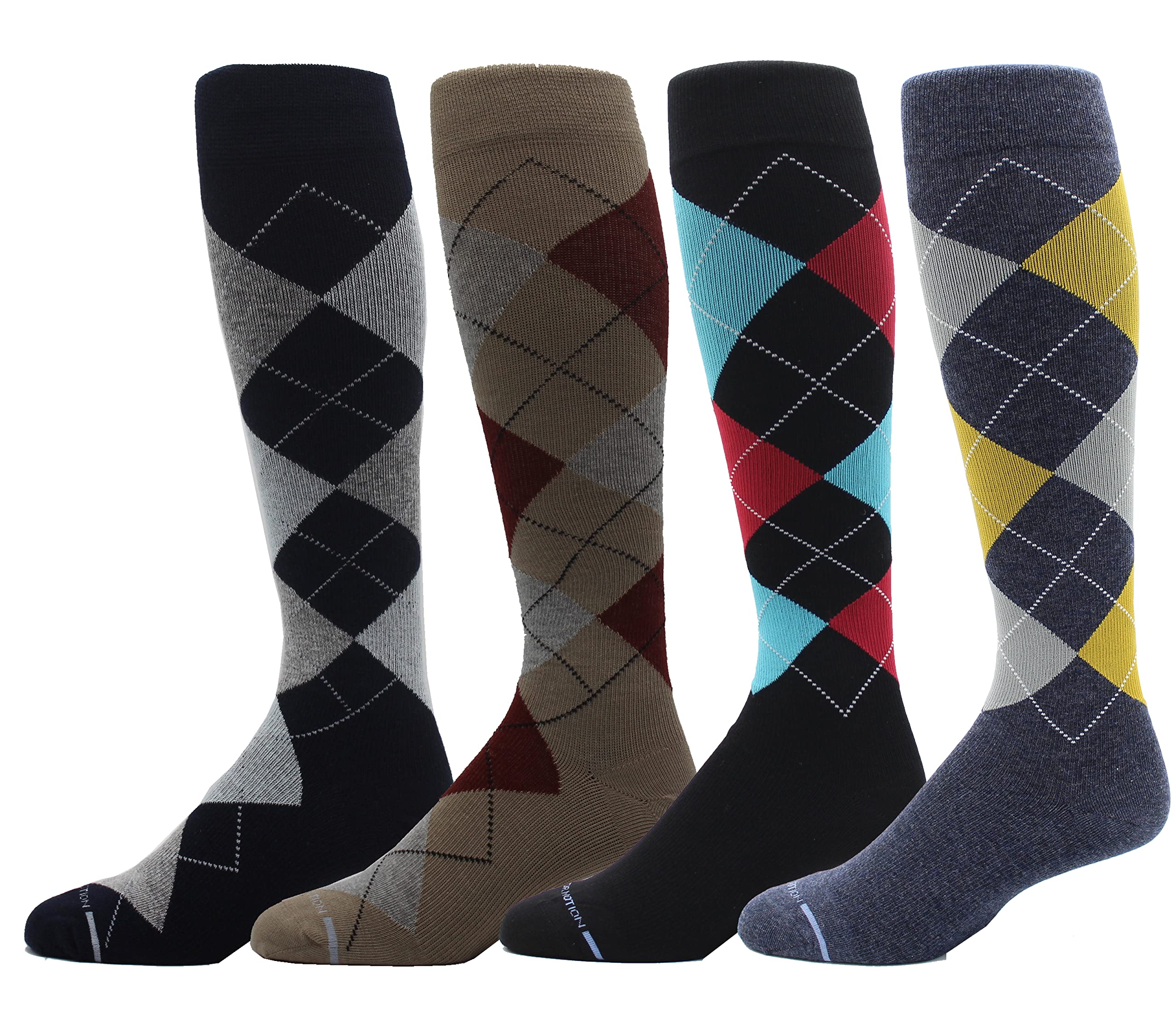 4 Pairs Men's Dr. Motion 8-15 mmHg Graduated Compression Socks - Knee High Support for Circulation, Running, Travel & Varicose Vein Relief - Ideal for Athletes, Nurses & Long Flights