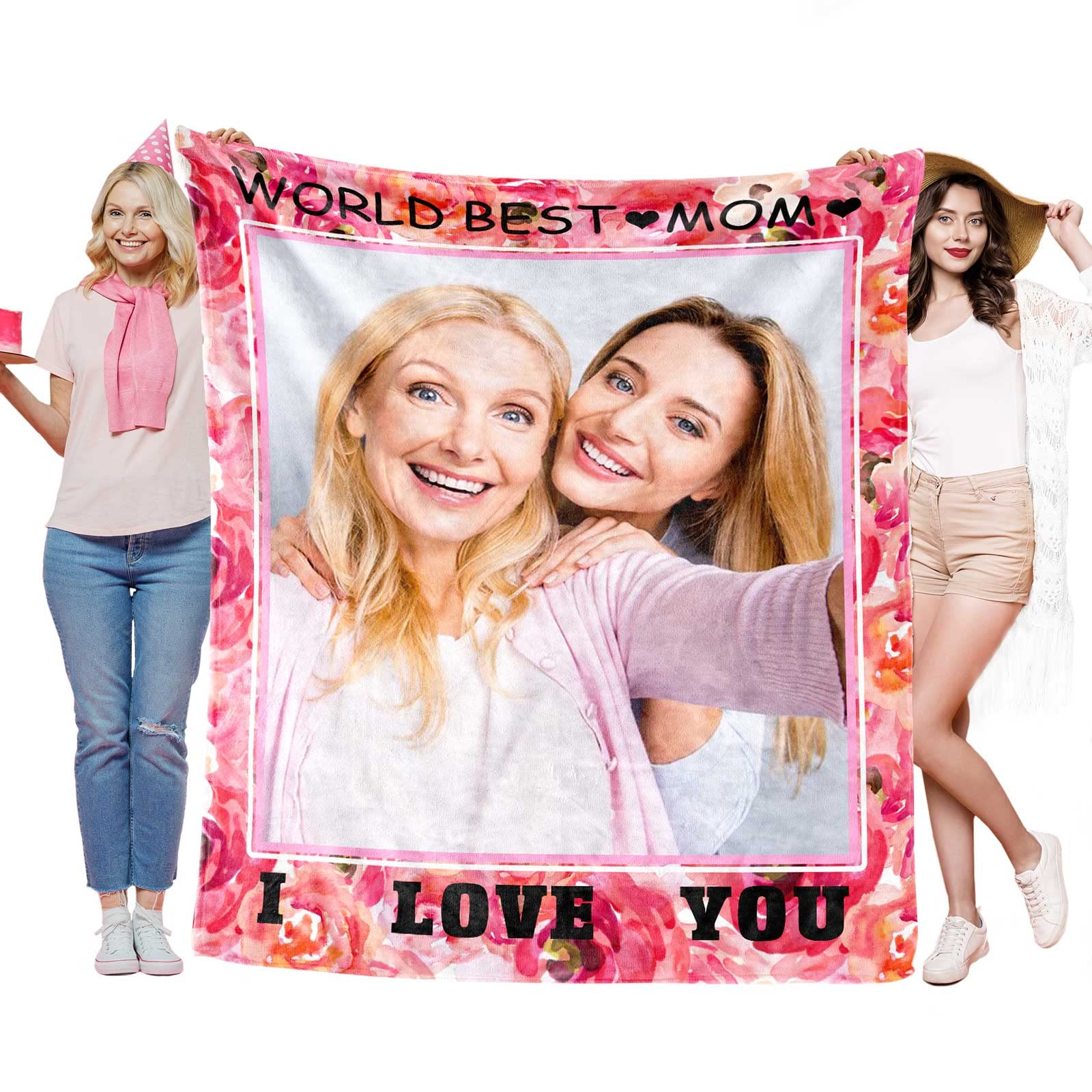 Personalized Photo Blanket - Custom Flannel Throw Blanket for Mom, Grandma, Wife - Super Soft Mother's Day Gift for Women, Couples & Family - Perfect for Birthday, Anniversary & Christmas Presents - Cozy Home Decor & Thoughtful Keepsake Gift
