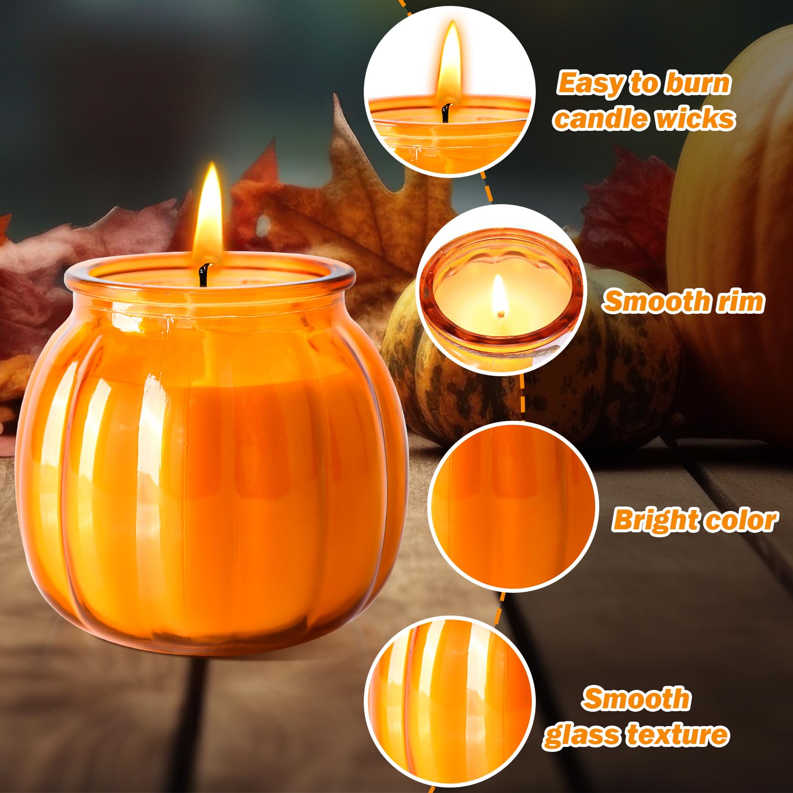 12-Pack Pumpkin Scented Soy Candles for Thanksgiving & Christmas - Long-Lasting Natural Wax Candles, Fall Home Decor, Wedding & Baby Shower Party Favors - Perfect for Cozy Evenings, Holiday Gatherings & Festive Celebrations