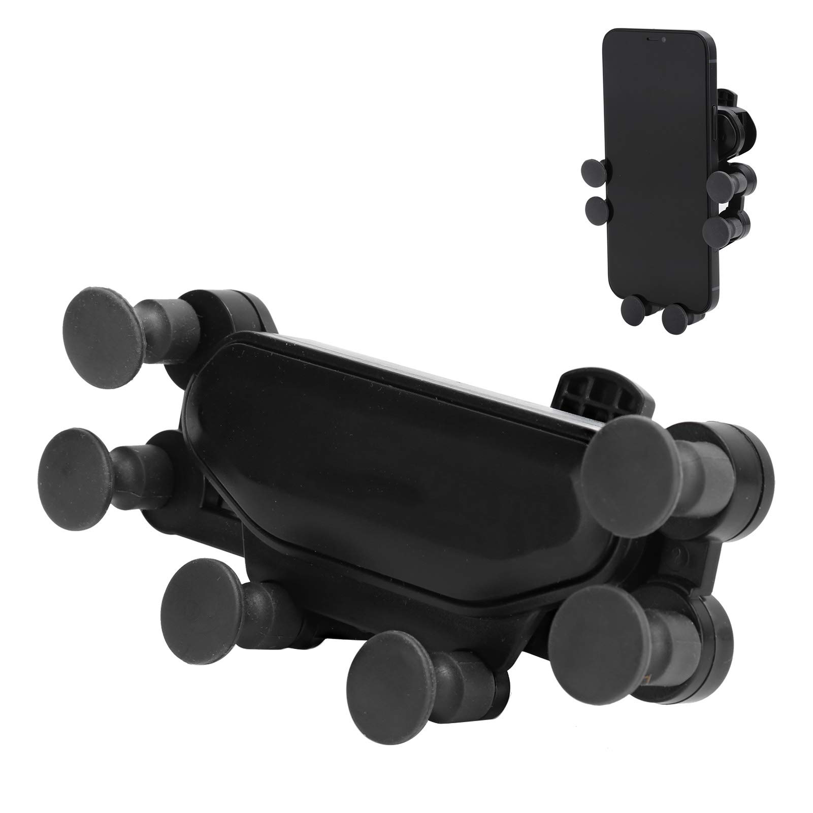 Universal Car Phone Mount - Gravity Locking Air Vent Holder for All Smartphones (Black) - Perfect for Driving & Navigation