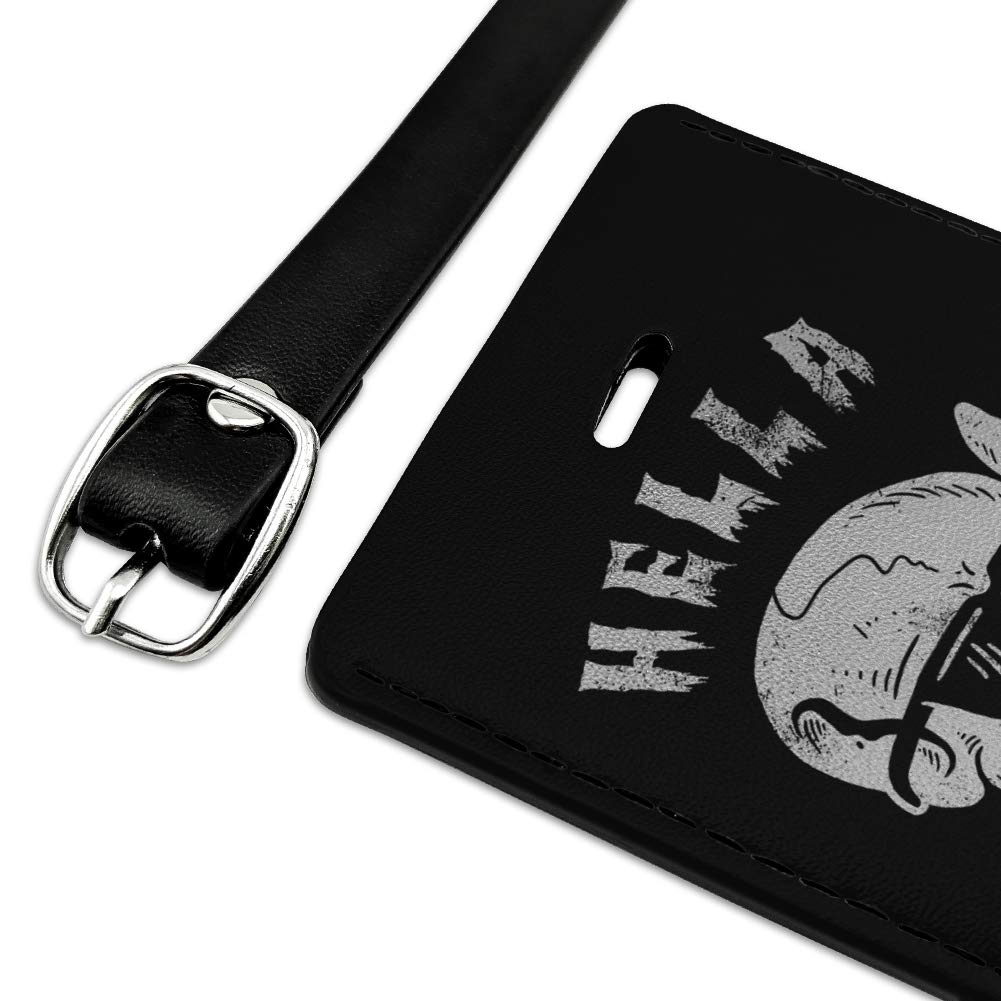 Halloween Skull Leather Luggage Tag - Gothic Rectangle ID Card Holder for Suitcases & Bags - Perfect for Halloween Travel & Spooky Themed Events
