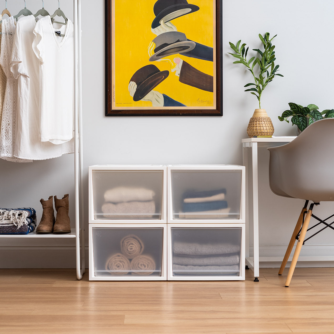 4-Pack Deep Box Chest Drawers for Bedroom Closet Organization - Underbed Storage, Office Supplies & Craft Organizer