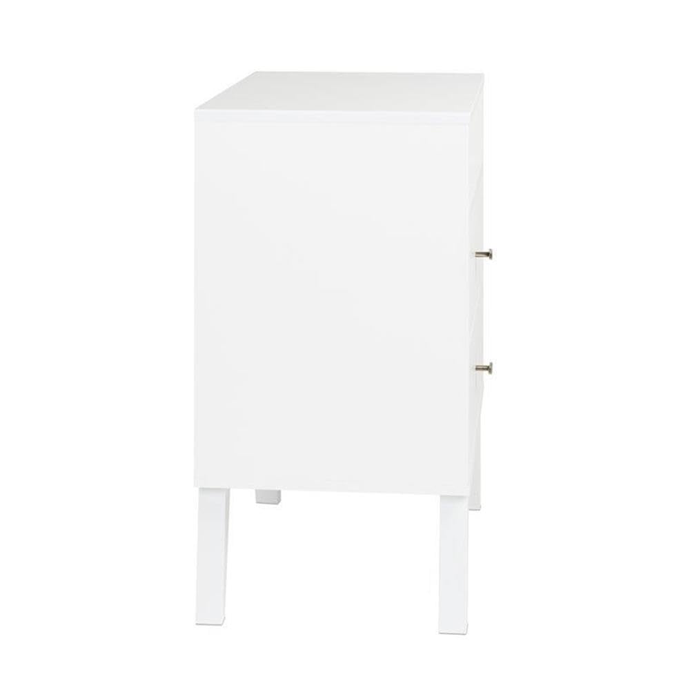 Mid Century Modern Nightstand Set of 2 - White 2-Drawer Tall Bedside Table for Bedroom, Living Room & Guest Room - Home Square Furniture