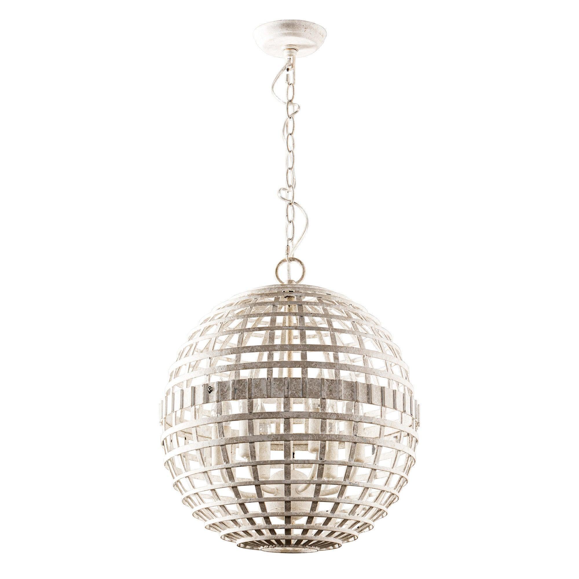 6-Light Vintage Farmhouse Globe Pendant Light Fixture - White - Perfect for Kitchen Island, Dining Room, and Entryway Lighting