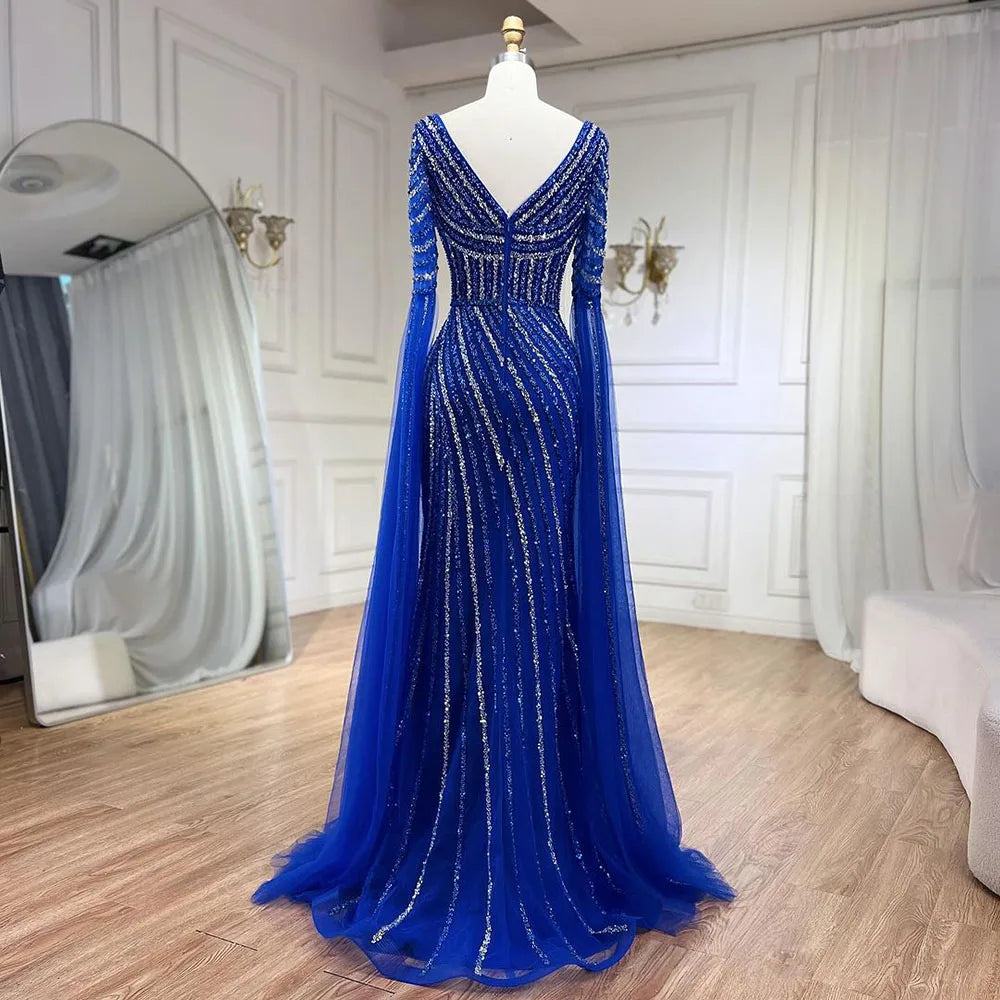 Serene Hill Blue Sweetheart Mermaid Evening Gown with Beaded Overskirt - Luxury Women's Wedding Party Dress 2025 LA72314 | Perfect for Formal Events, Prom, Bridal Showers & Red Carpet Occasions