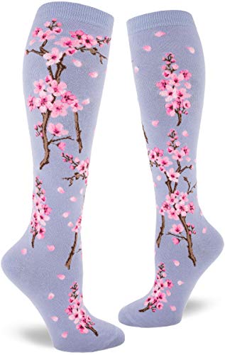 Cherry Blossom Knee High Socks in Lilac