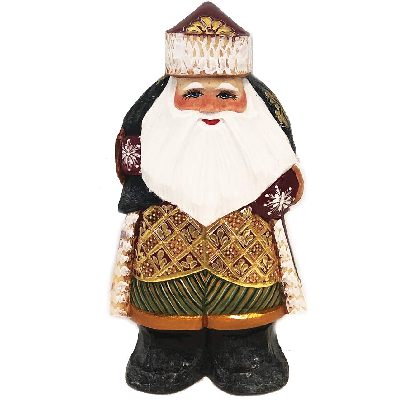 Vintage Russian Santa Statue with Gift Bag - Handmade Christmas Decor, Collectible Holiday Souvenir - Perfect for Home Decor, Office Display & Festive Gift Giving