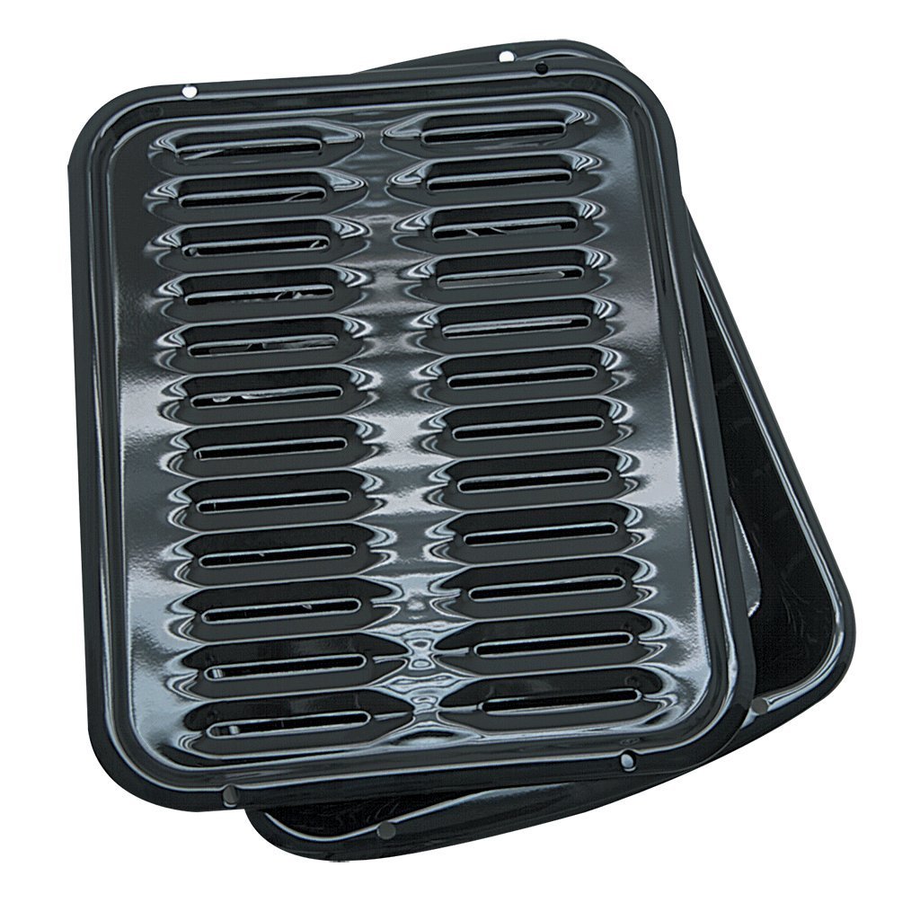 Range Kleen BP102X 2-Piece Black Porcelain Coated Steel Broiler Pan Set with Rack - 16