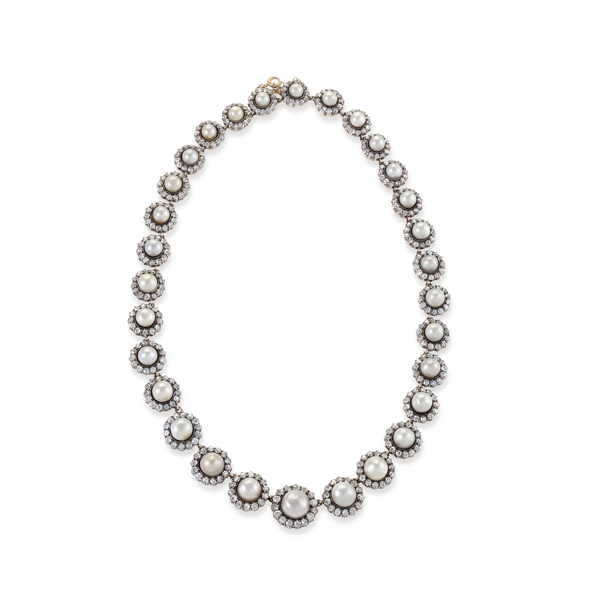 Natural Saltwater Button Pearl and Diamond Necklace for Women - Elegant Jewelry Gift for Wedding, Anniversary & Special Occasions