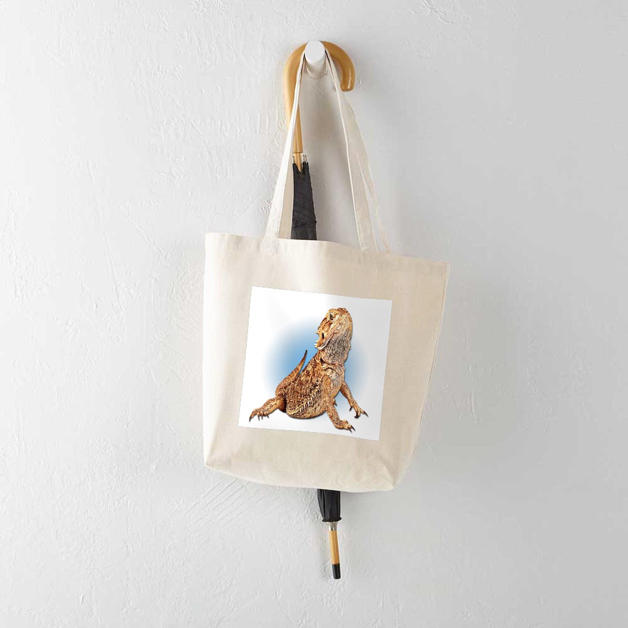 Bearded Dragon Tote Bag - Natural Canvas Reusable Shopping Bag for Pet Lovers | Eco-Friendly Grocery Tote for Reptile Enthusiasts & Daily Use