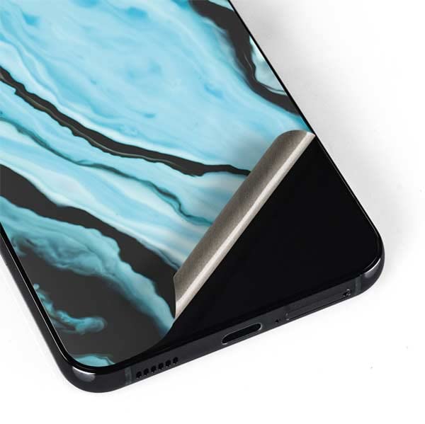 Premium Aqua Blue Marble Phone Skin for Samsung Galaxy S22 Plus | Durable Vinyl Decal | Scratch Protection | Perfect for Office, Travel & Everyday Use