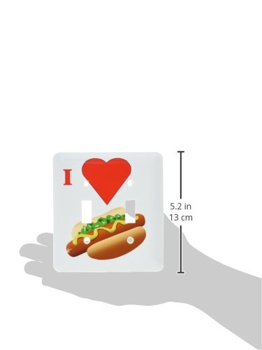 3D Rose I Love Hot Dogs Double Toggle Switch - Decorative Switch Plate Cover for Kitchen, Bedroom, Office (Ideal for Hot Dog Lovers & Home Decor)