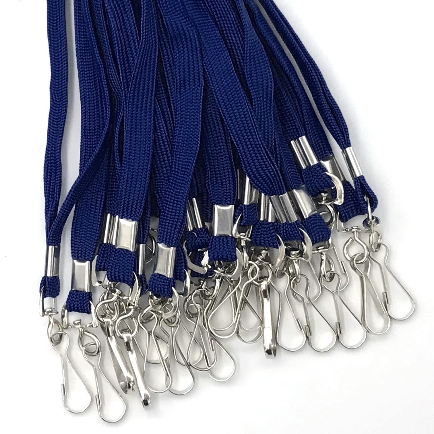 Navy Blue Lanyards 100 Pack with Swivel Hooks for ID Badges - Office & Events