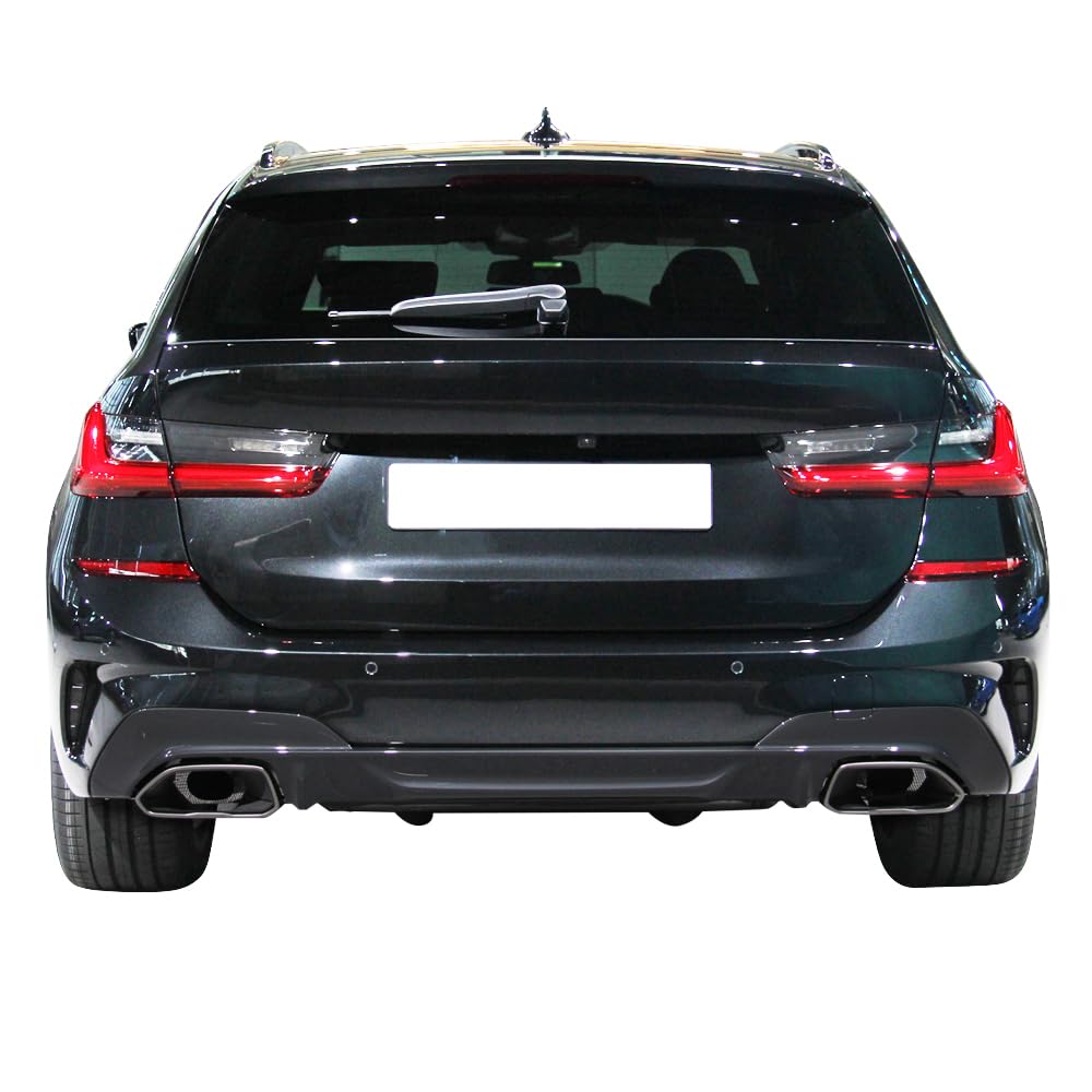 IKON MOTORSPORTS Rear Diffuser for 2019-2022 BMW G20 3 Series M340i | M-Tech M Sport Style Square Outlet Rear Bumper Lip Valance Spoiler Body Kit | Upgrade Your BMW's Aerodynamics & Style for Street Racing & Car Shows