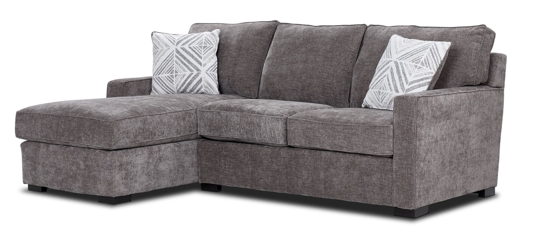 Charlotte 2-Piece Left Facing Chaise Sectional Sofa in Pewter Gray - Perfect for Living Rooms, Apartments & Small Spaces