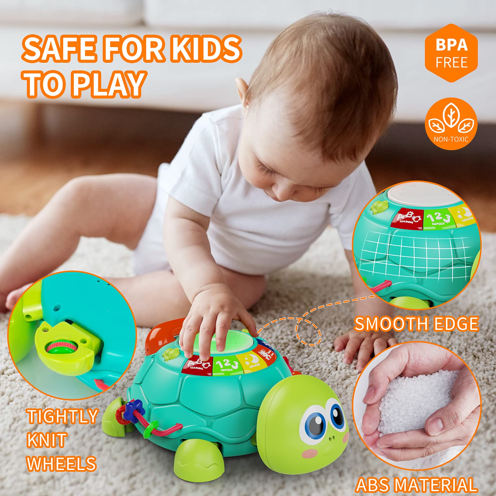 Musical Turtle Baby Toy with Lights & Sounds - Early Learning Crawling Toy for 6-18 Months | Perfect for Tummy Time & Birthday Gifts