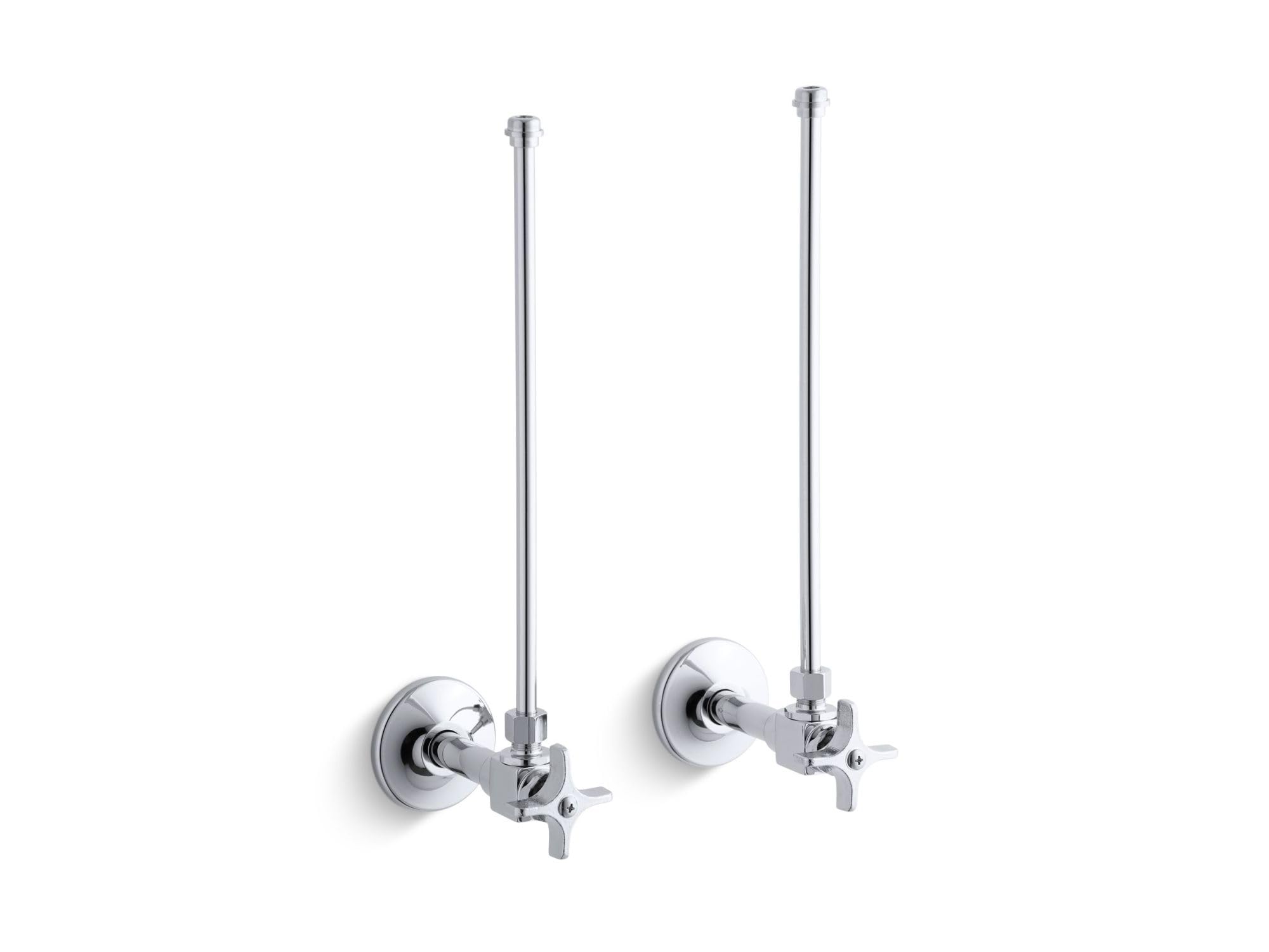 KOHLER 3/8-in NPT Angle Stop Valve Supply Lines with Cross Handles - Perfect for Bathroom Faucet, Toilet & Sink Plumbing Installations