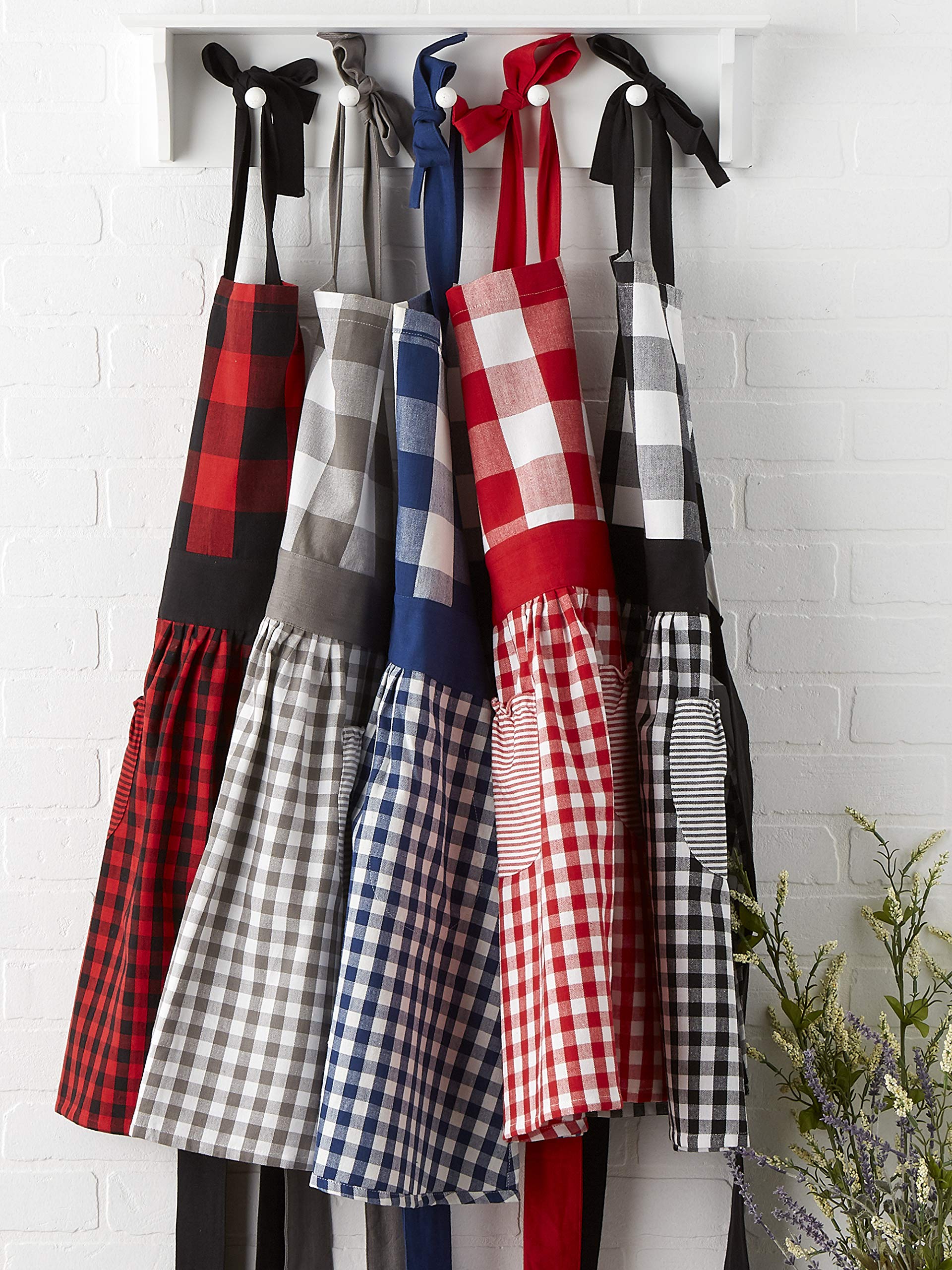 DII Kitchen Collection - Red and Black Gingham Check Apron for Cooking, Baking & Grilling - Stylish and Functional Kitchen Accessory for Home Chefs & BBQ Enthusiasts