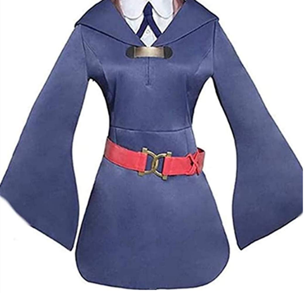 Akko Kagari Cosplay Costume - Little Witch Academia School Uniform Blue Dress Set with Hat & Shoes | Anime Convention, Halloween Dress Up, Cosplay Event Outfit