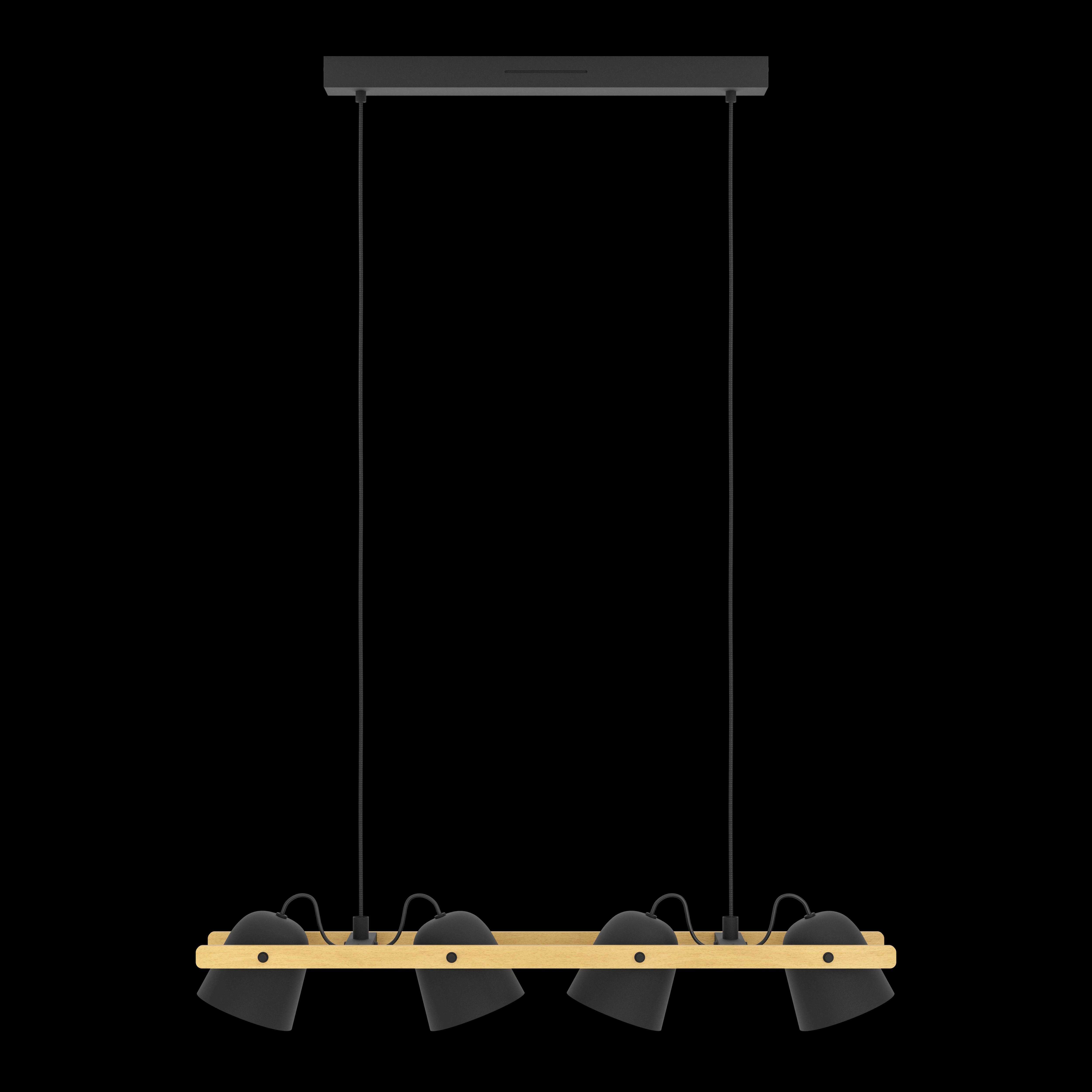 Eglo Connect Hornwood Z Smart LED Pendant Light - Wood & Black Metal Design - Modern Lighting for Living Room, Kitchen, or Dining Area