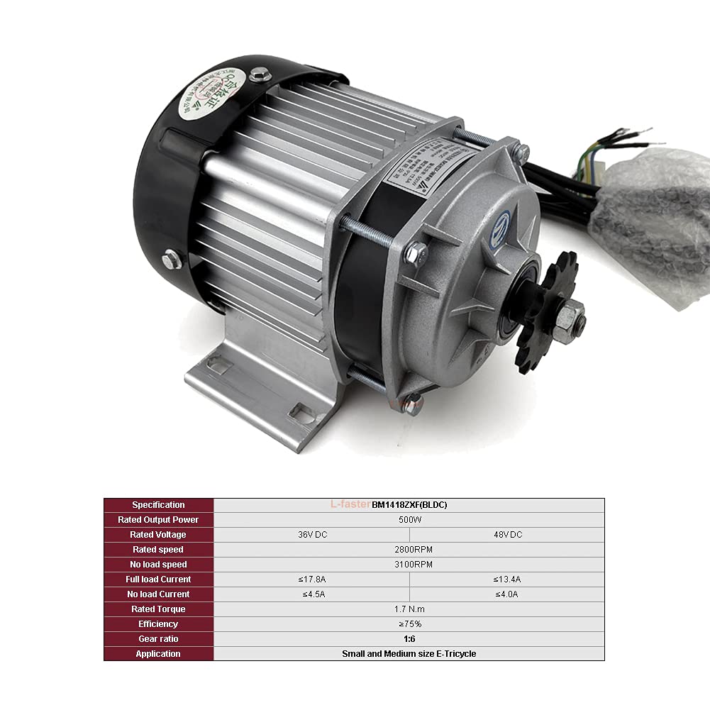 48V 500W Electric Tricycle Conversion Kit - Brushless Motor with Gear Reduction & Throttle - Power Key Lock - Perfect for Cargo Trikes, Food Vending & Senior Mobility
