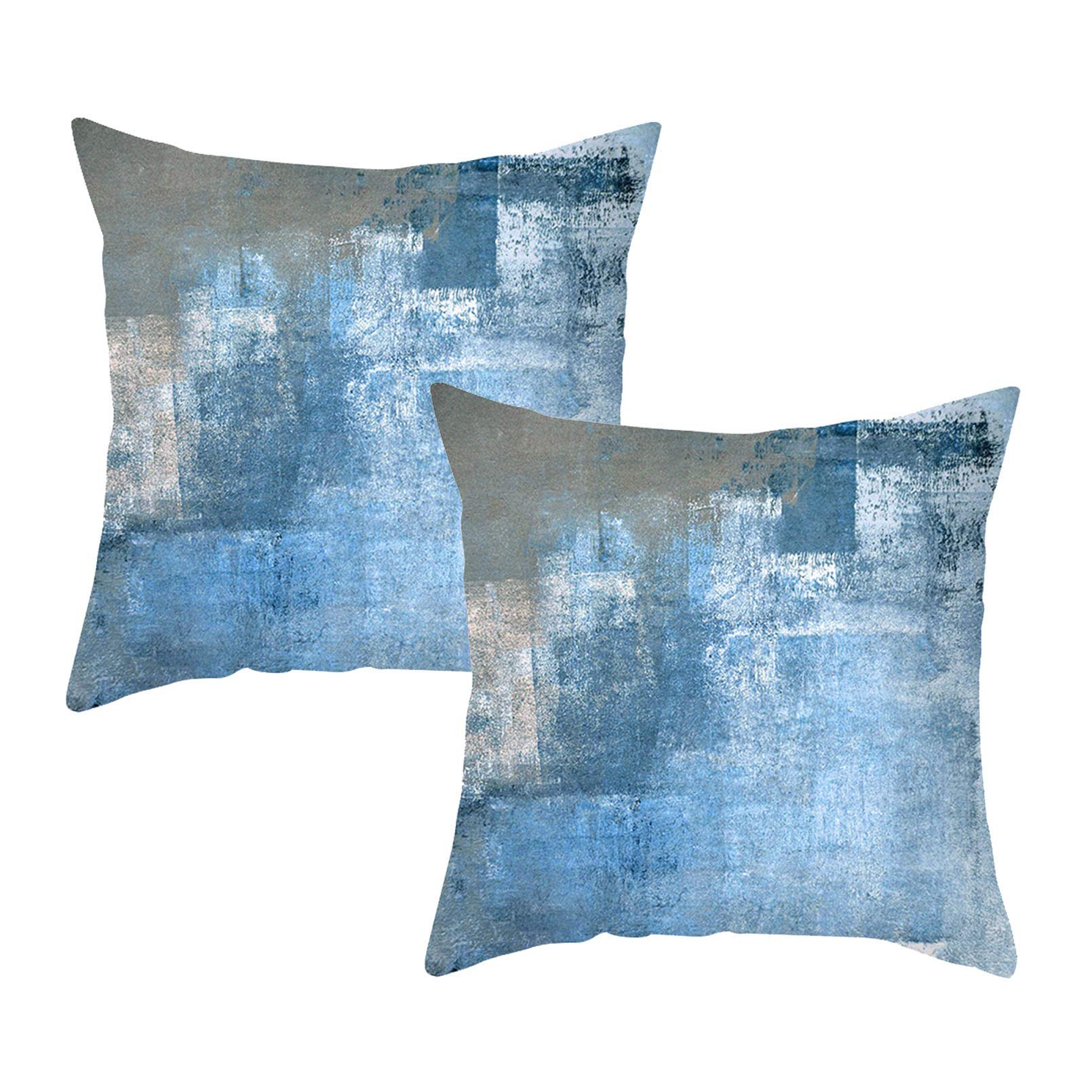 Blue Decorative Throw Pillow Covers 18x18 Inch - Set of 2 Soft Couch Cushion Covers for Living Room, Bedroom & Sofa - Perfect for Home Decor, Accent Pillows and Cozy Comfort