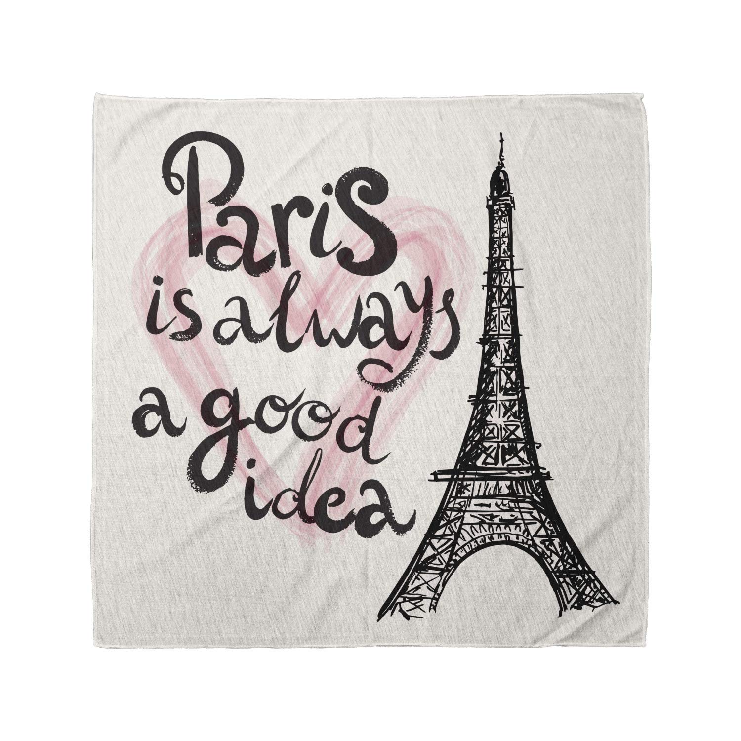 Ambesonne Eiffel Tower Bandana - Paris France Travel Scarf for Men & Women - Fashionable Unisex Head Wrap & Neck Tie for Europe Vacation, City Tours & Outdoor Adventures