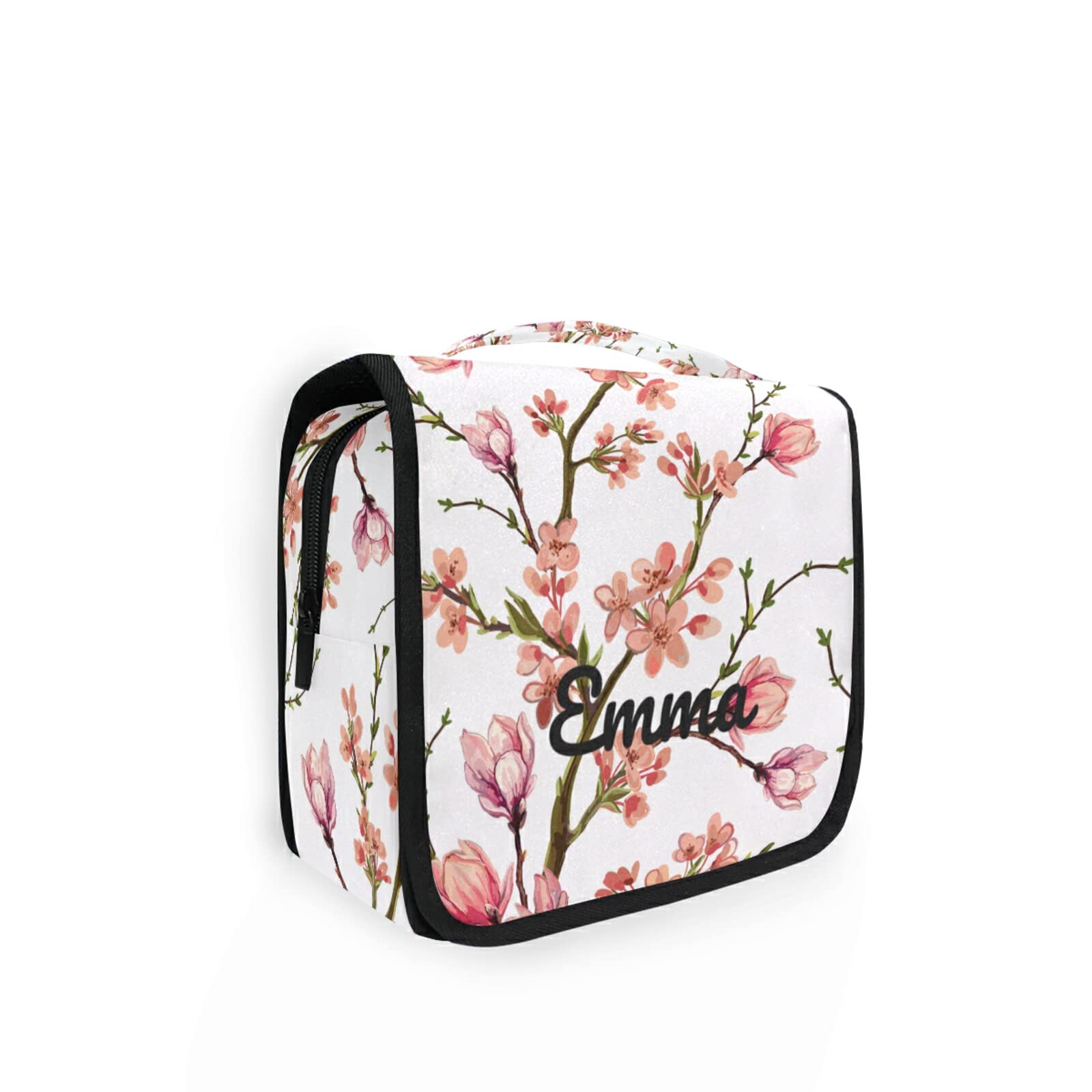 Custom Hanging Travel Toiletry Bag - Floral Magnolia Cosmetic Makeup Organizer Pouch for Women & Girls | Waterproof | Perfect for Vacation, Gym, Camping & Daily Use