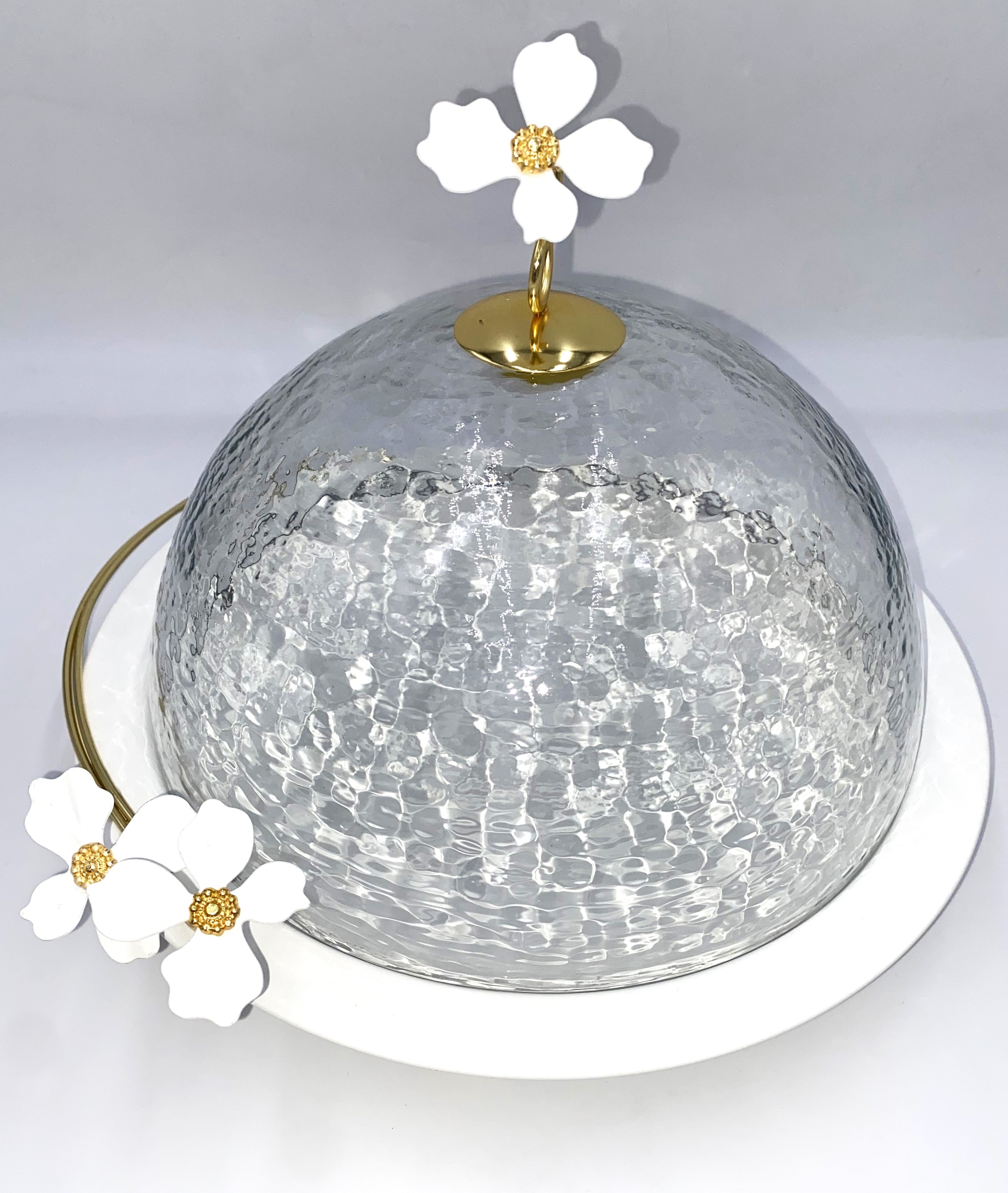 13x10.75 Inch Round Cake Plate with Glass Dome - Elegant Dessert Display for Weddings, Parties & Home Baking