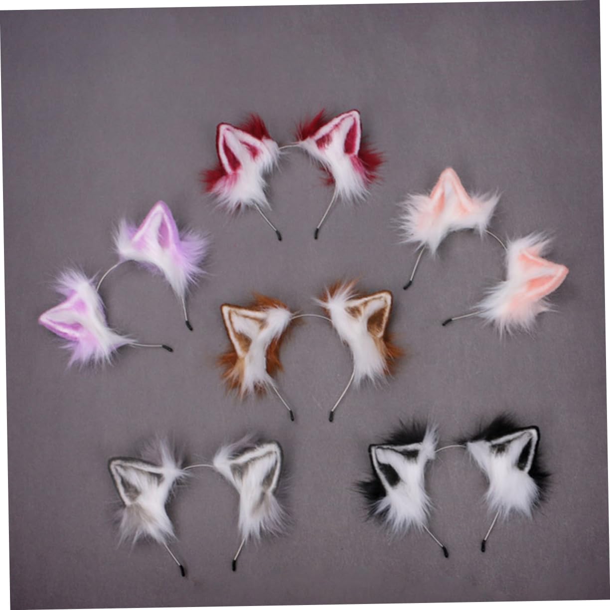Minkissy 3-Piece Animal Ear Headband Set - Plush Fox Ears Headband for Cosplay, Halloween, and Parties - Handmade Soft Fabric Headwear for Adults, Women & Men - Perfect for Anime Conventions, Costume Events, and Themed Celebrations (White)