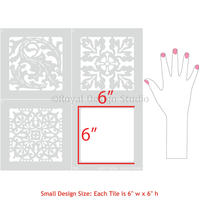 Renaissance Tile Stencils Set B - 12-Piece DIY Mosaic Painting Kit for Home Decor & Crafts | Perfect for Wall Art, Floor Designs, and Creative Projects