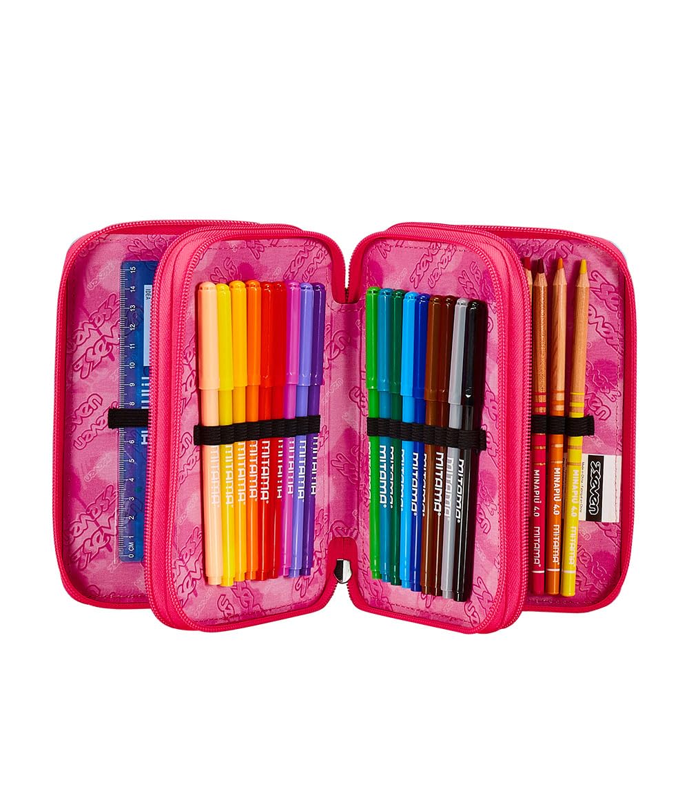JumpLove Expandable Double Compartment Backpack for Girls - Large Capacity, Pink, Includes 3-Compartment Pouch - Perfect for School, Travel & Daily Use