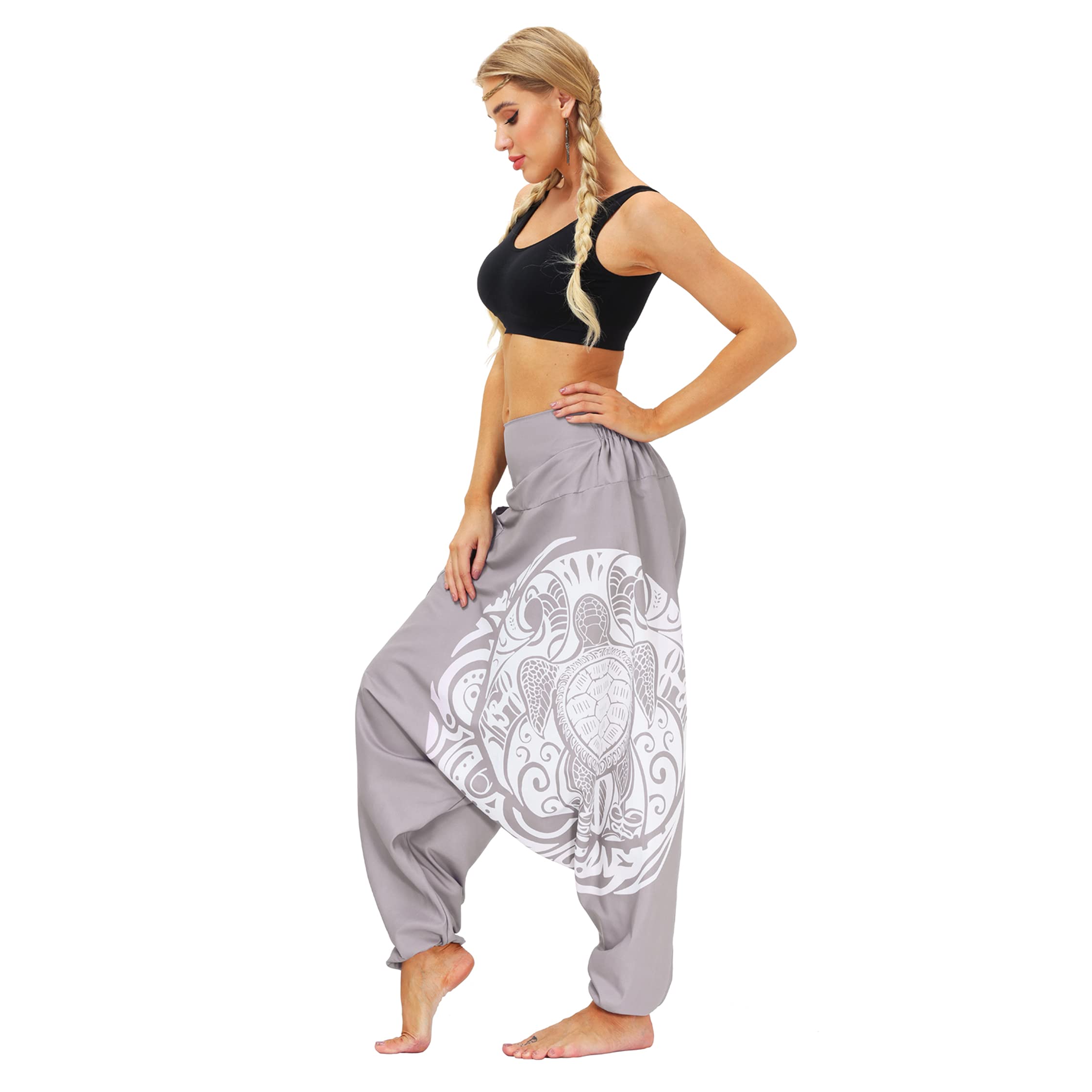 VISSAY Women's Boho Pants - Harem Smocked Waist Yoga Palazzo Pants for Summer, Beach & Travel - Hippie Chic Casual Wear for Yoga, Meditation & Festivals