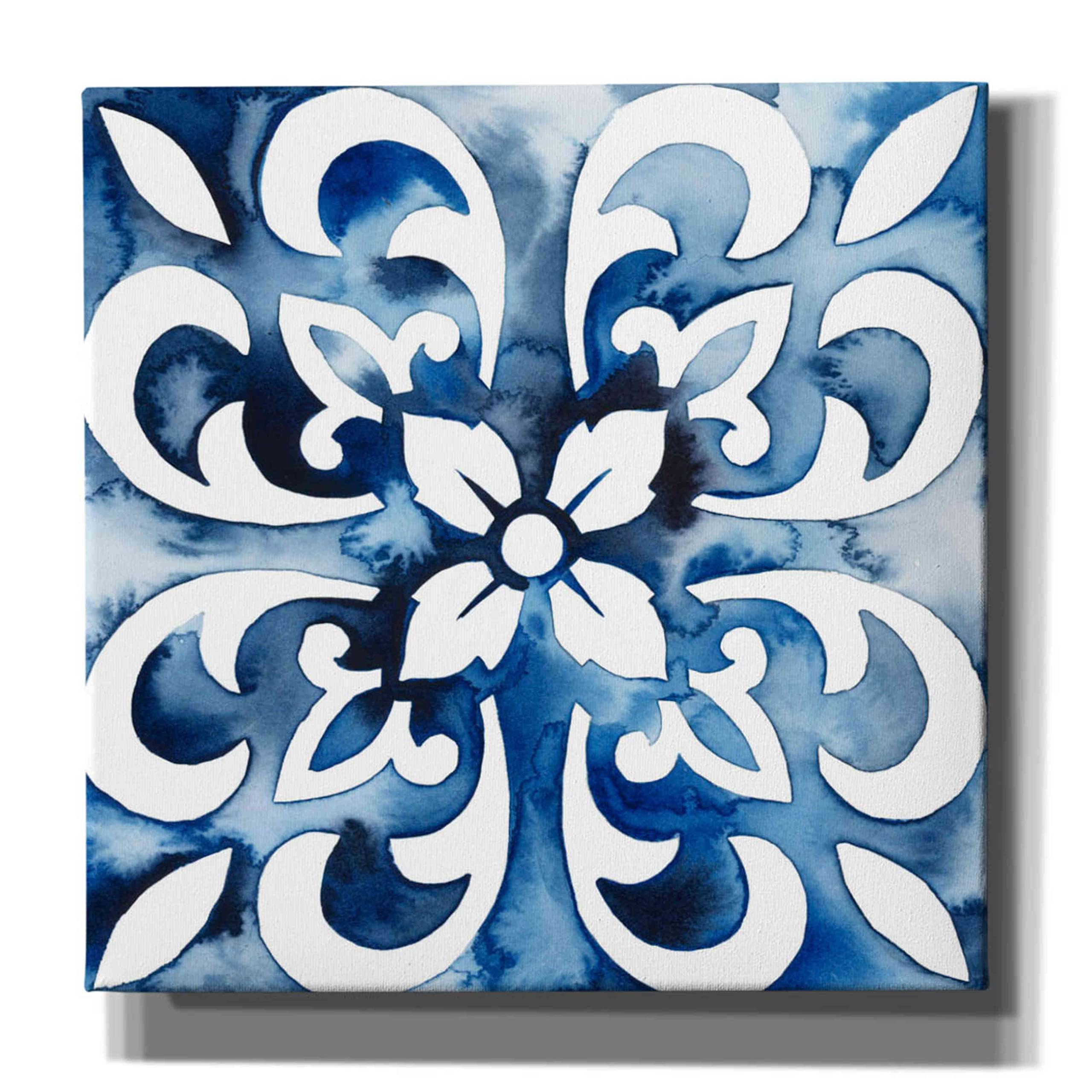Grace Popp Epic Graffiti 'Cobalt Tile II' Canvas Wall Art - 26x26 Inch Modern Abstract Painting for Living Room, Bedroom & Office Decor