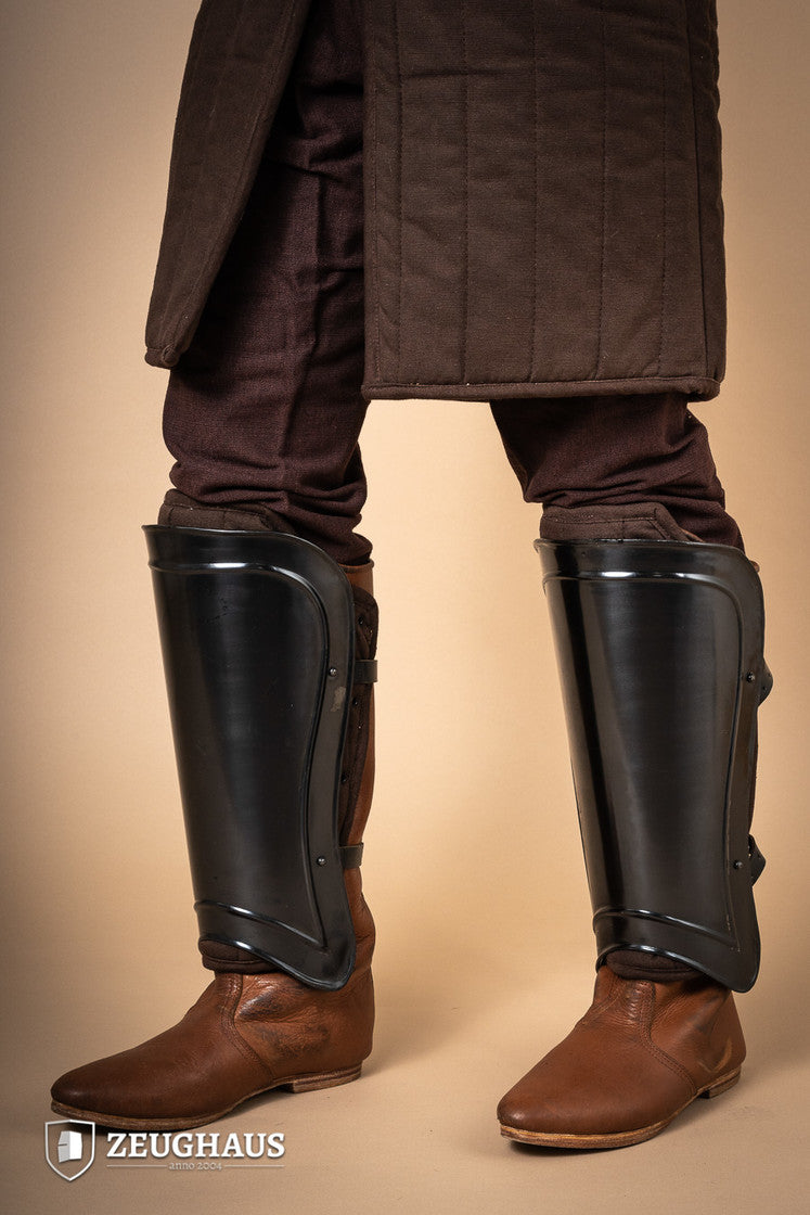 Greaves Warrior Burnished - Premium Leather Leg Armor for Medieval LARP, Cosplay & Renaissance Faires - Perfect for Historical Reenactments & Fantasy Costumes