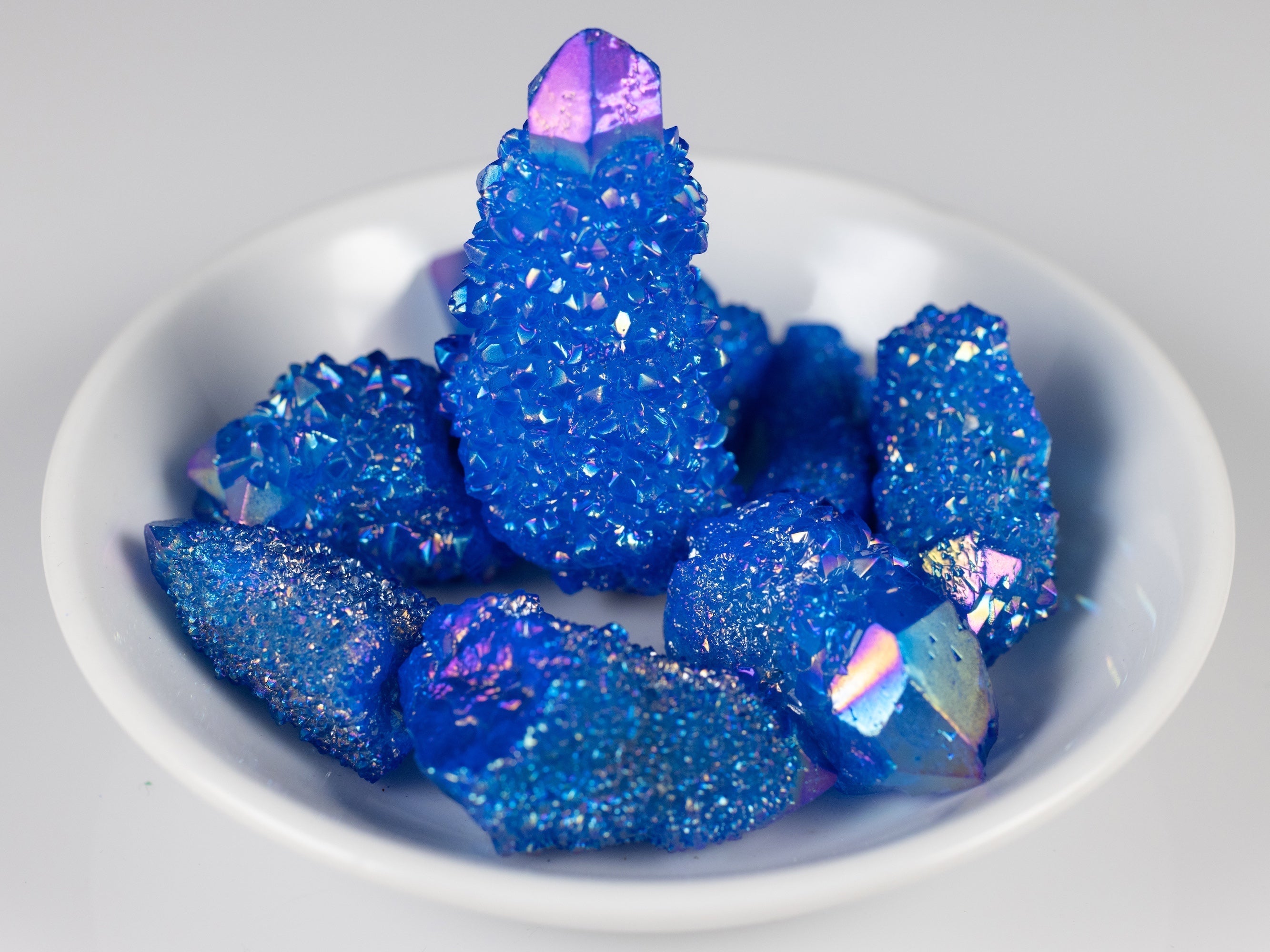 Blue Flame Aura Quartz Crystal Point - Rainbow Spirit Quartz for Healing & Meditation | Natural Crystal Decor E2133 for Home, Office & Spiritual Spaces
