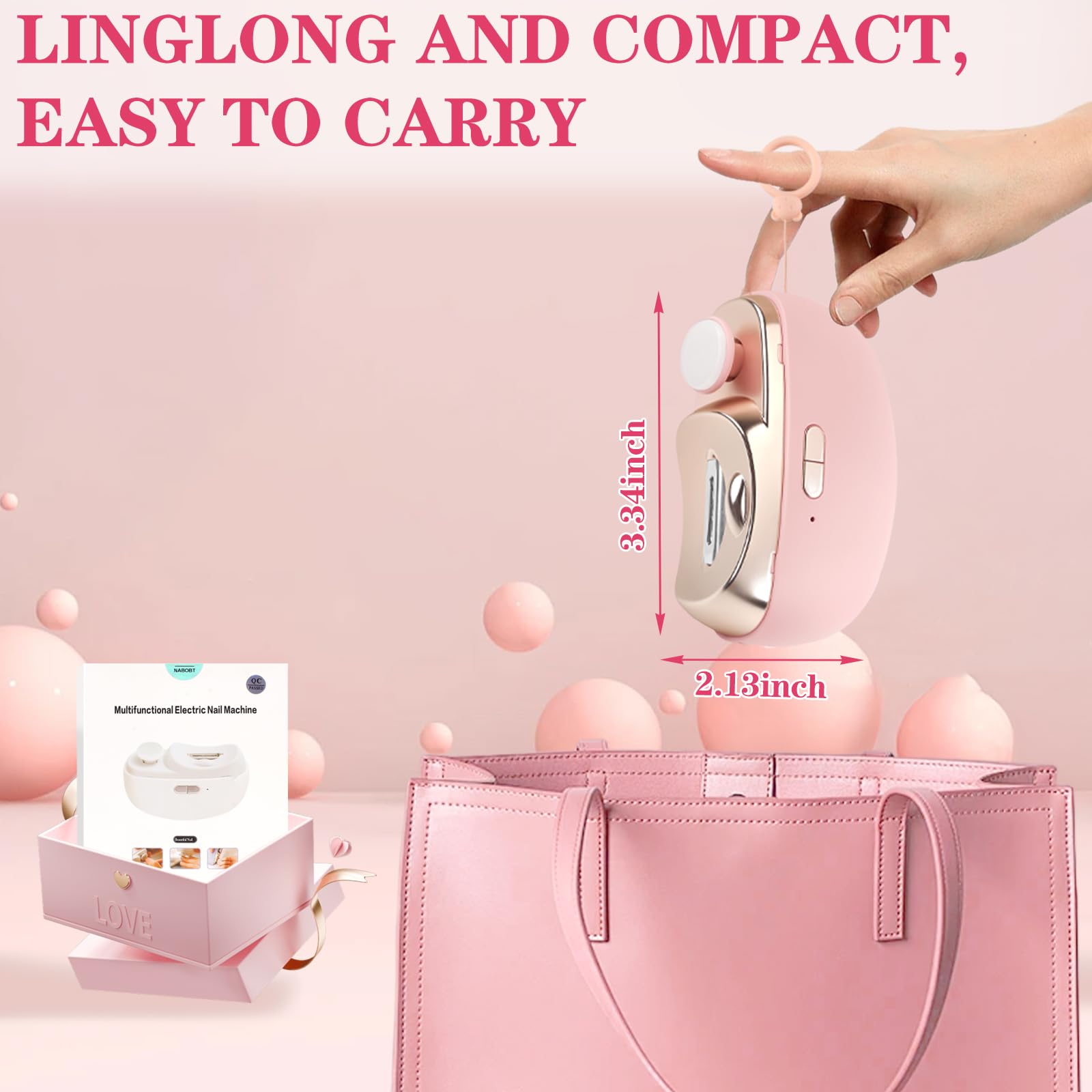 3-in-1 Electric Nail Clipper for Adults - Upgraded Automatic Nail Trimmer with Collector, Safe & Precise Fingernail Clippers - Perfect Gift for Men & Women (Cute Pink) - Ideal for Travel, Home Use & Elderly Care