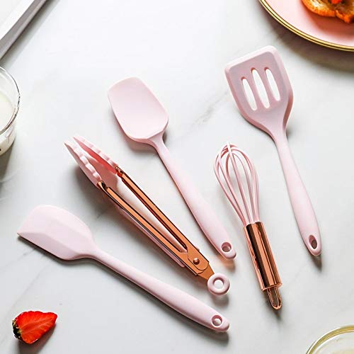 Premium Silicone Kitchen Utensil Set - 6-Piece Non-Stick Cooking Tools with Turner, Tongs, Spatula, Soup Spoon, Shovel & Oil Brush - Heat Resistant & BPA Free Kitchenware for Baking, Frying & Everyday Cooking