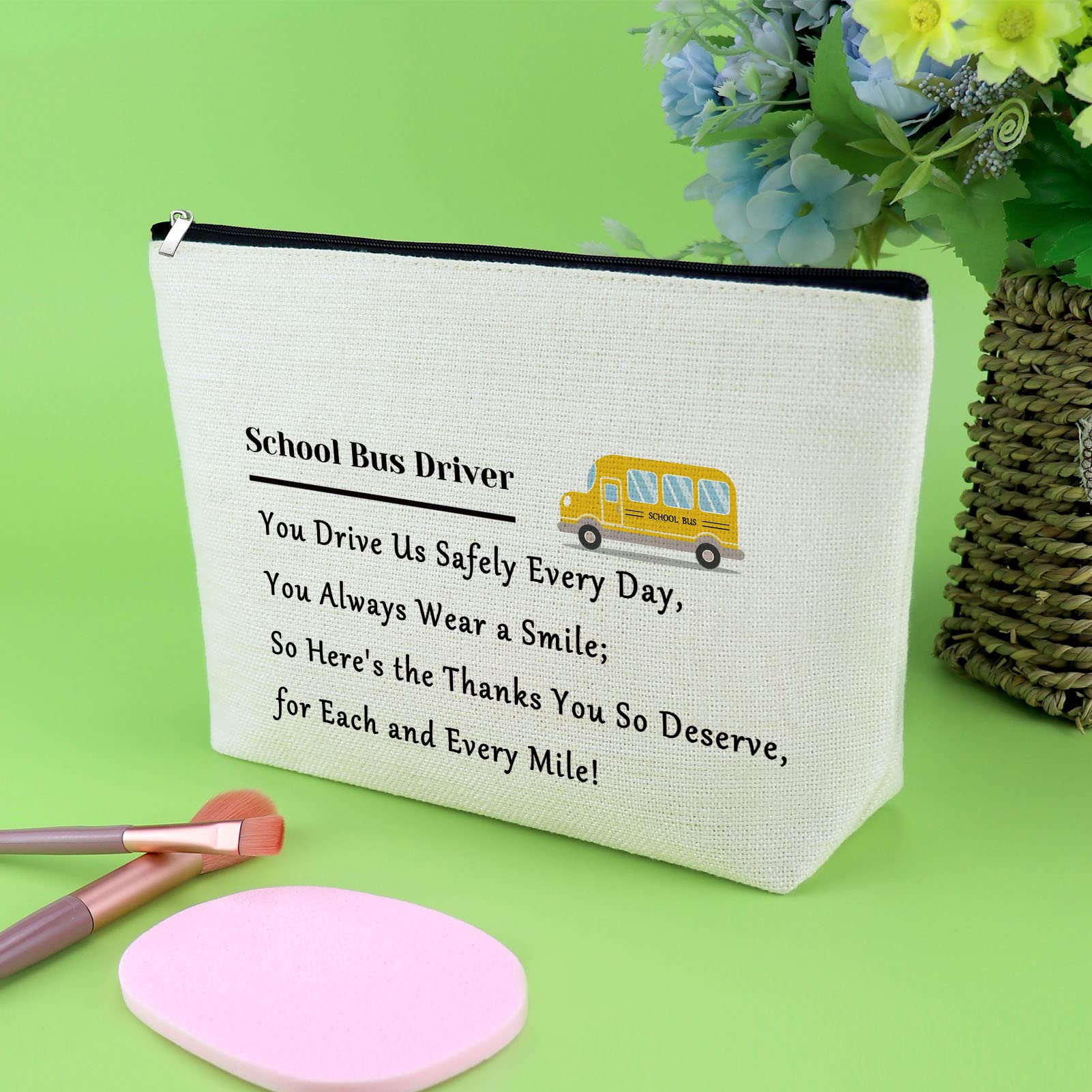 Bus Driver Appreciation Gift - Cute Makeup Bag for Women | Thank You Present for Bus Drivers, Teachers & Coworkers | Perfect for Graduation, Birthday, Christmas & Retirement | Travel & Daily Use Cosmetic Pouch