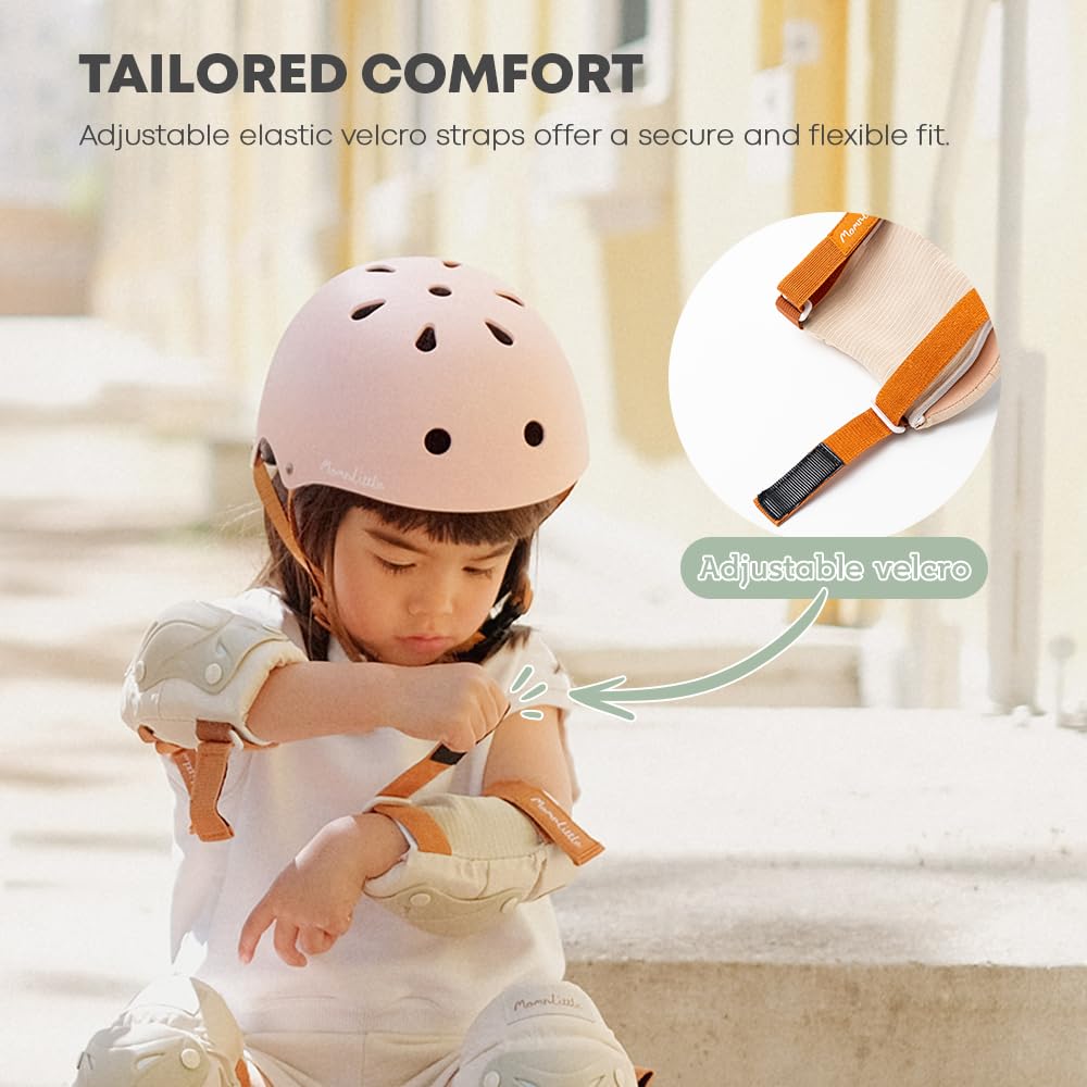 MomnLittle Kids Protective Gear Set - Knee Pads, Elbow Pads & Wrist Guards for Biking, Skateboarding, Scooter & Roller Skating - Safety Equipment for Boys & Girls - Perfect for Outdoor Sports & Playground Activities