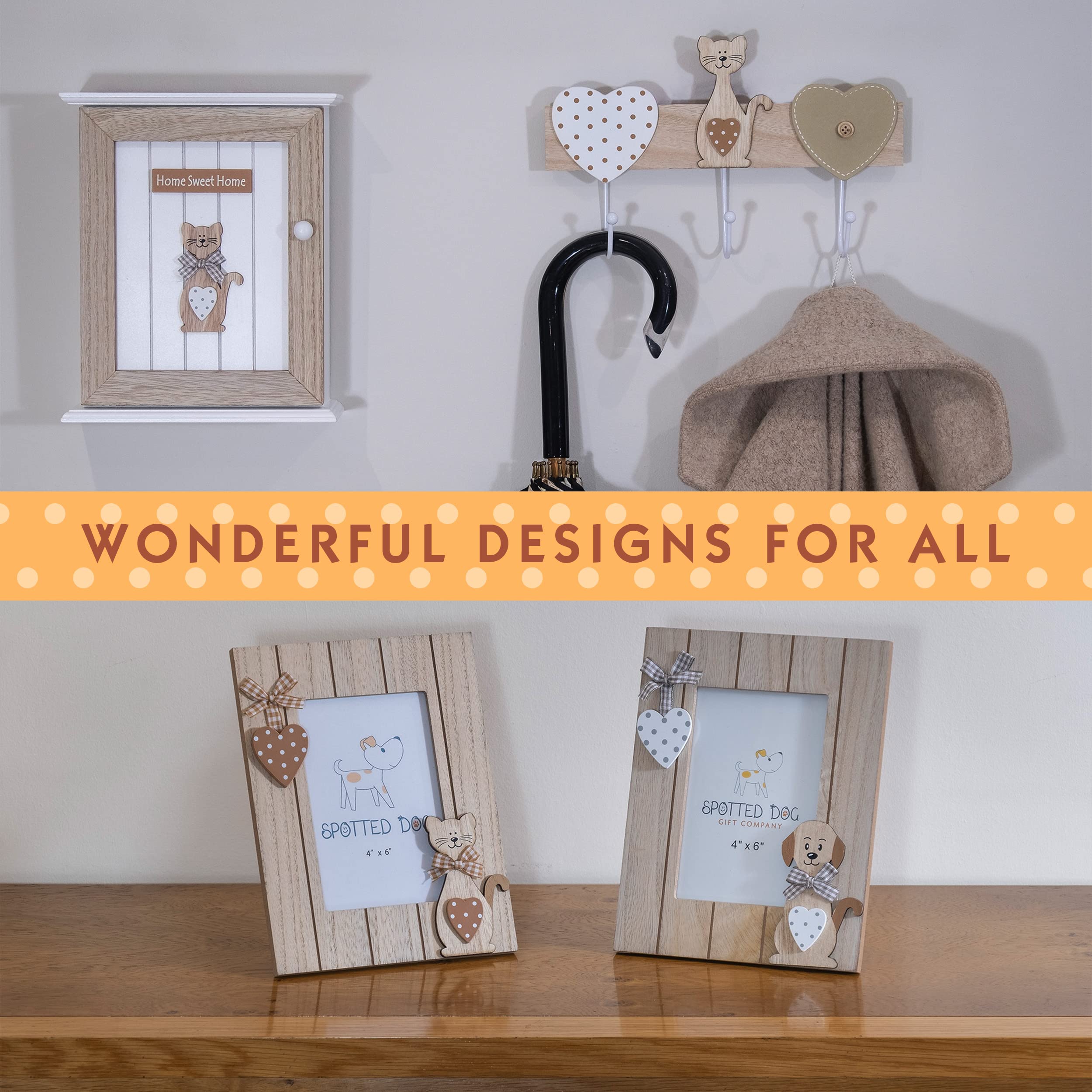 9 Clip Picture Frame Clothesline with Pegs - Cat Themed Kitchen Memo Board & Home Decor for Cat Lovers - Perfect for Displaying Photos, Notes, and Memories in Kitchen, Office, or Nursery - Brown