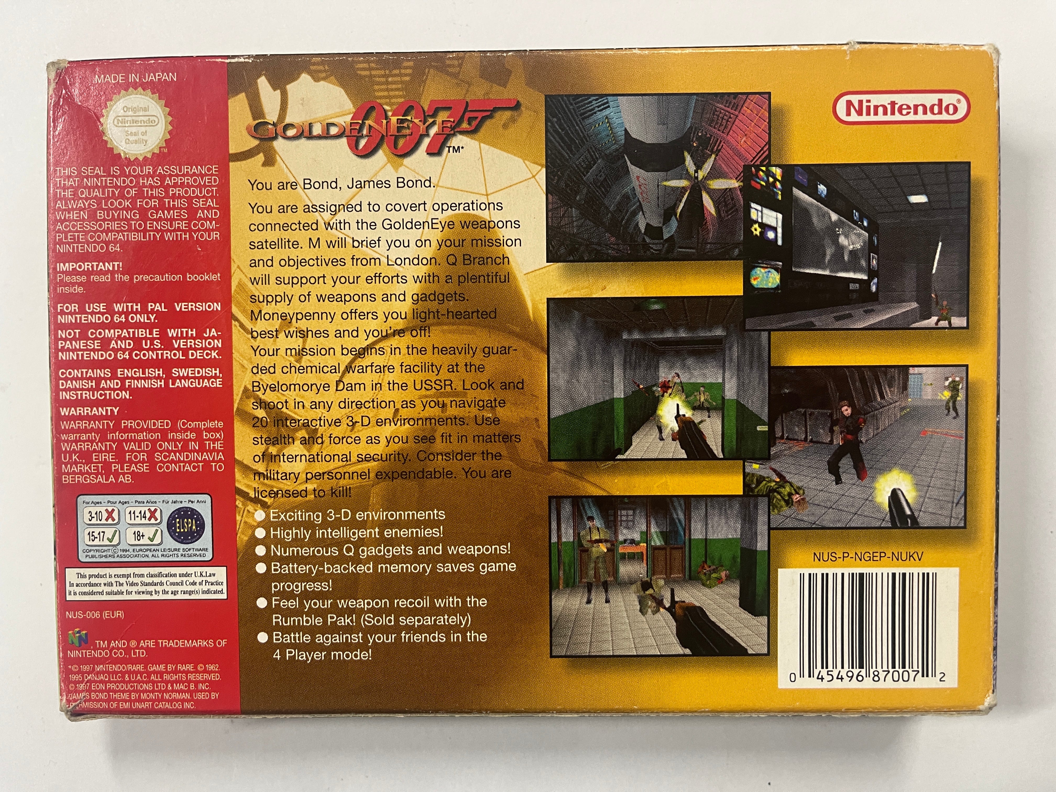 GoldenEye 007 Nintendo 64 Complete In Box - Rare Retro Video Game for N64 Console Collectors | Perfect for Gaming Nostalgia & Display