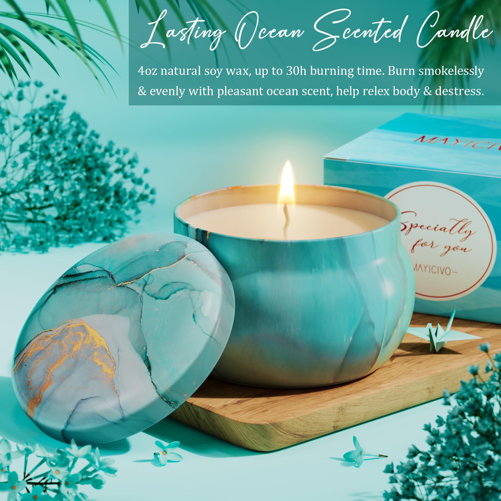 Luxury Spa Gift Basket for Women - Self Care, Birthday, Get Well Soon & Mother's Day Gifts with Plush Flannel Blanket | Relaxing Ocean-Themed Care Package for Mom, Wife, Sister & Friends | Perfect for Home Relaxation, Recovery & Special Occasions