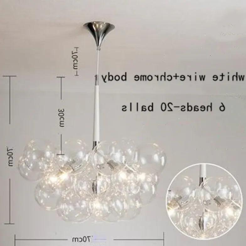 Elegant Transparent Glass Bubble Chandelier - Modern Artistic Lighting Fixture for Dining Room, Living Room & Bedroom Decor