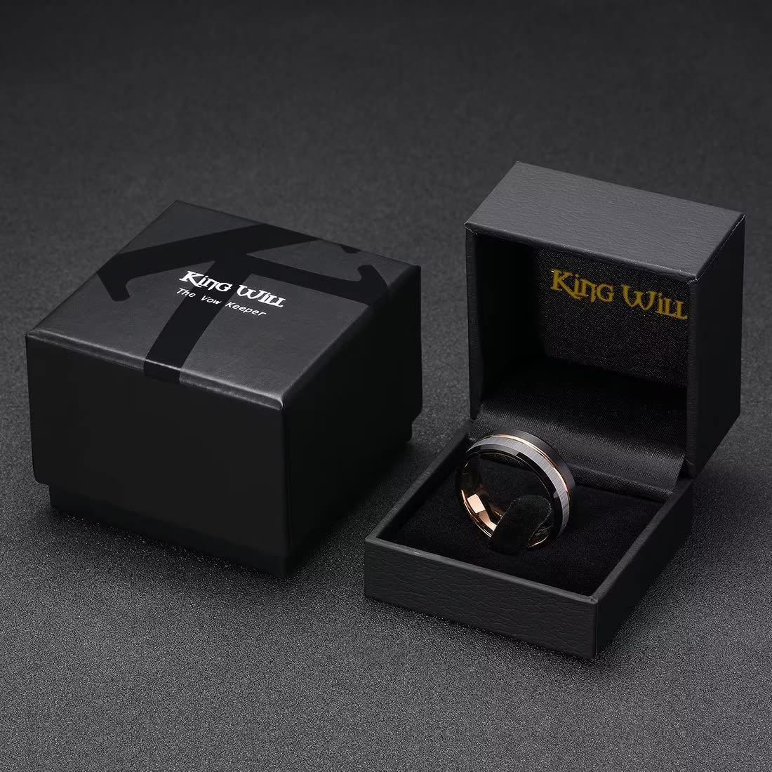 King Will LOOP Men's & Women's Tungsten Carbide Wedding Band Ring - 6mm/8mm Comfort Fit in Black, Silver, Blue & Brushed Gold - Durable & Scratch Resistant for Everyday Wear, Anniversary Gifts & Couple Rings