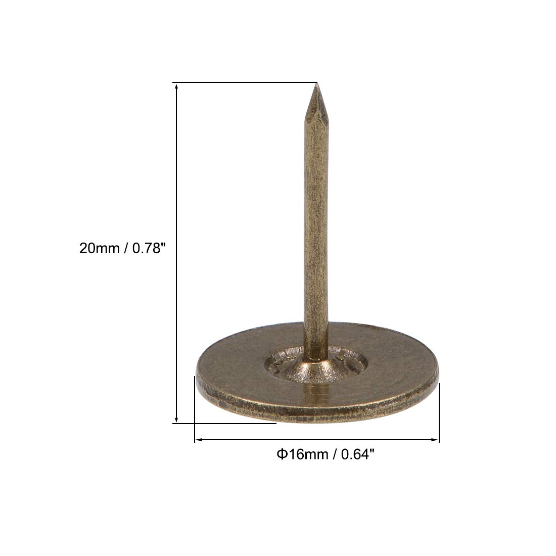 uxcell 16mmx20mm Bronze Upholstery Nails - 60 Pcs Flat Head Furniture Tacks for Sofa, Headboard & DIY Projects | Perfect for Home Decor & Furniture Repair